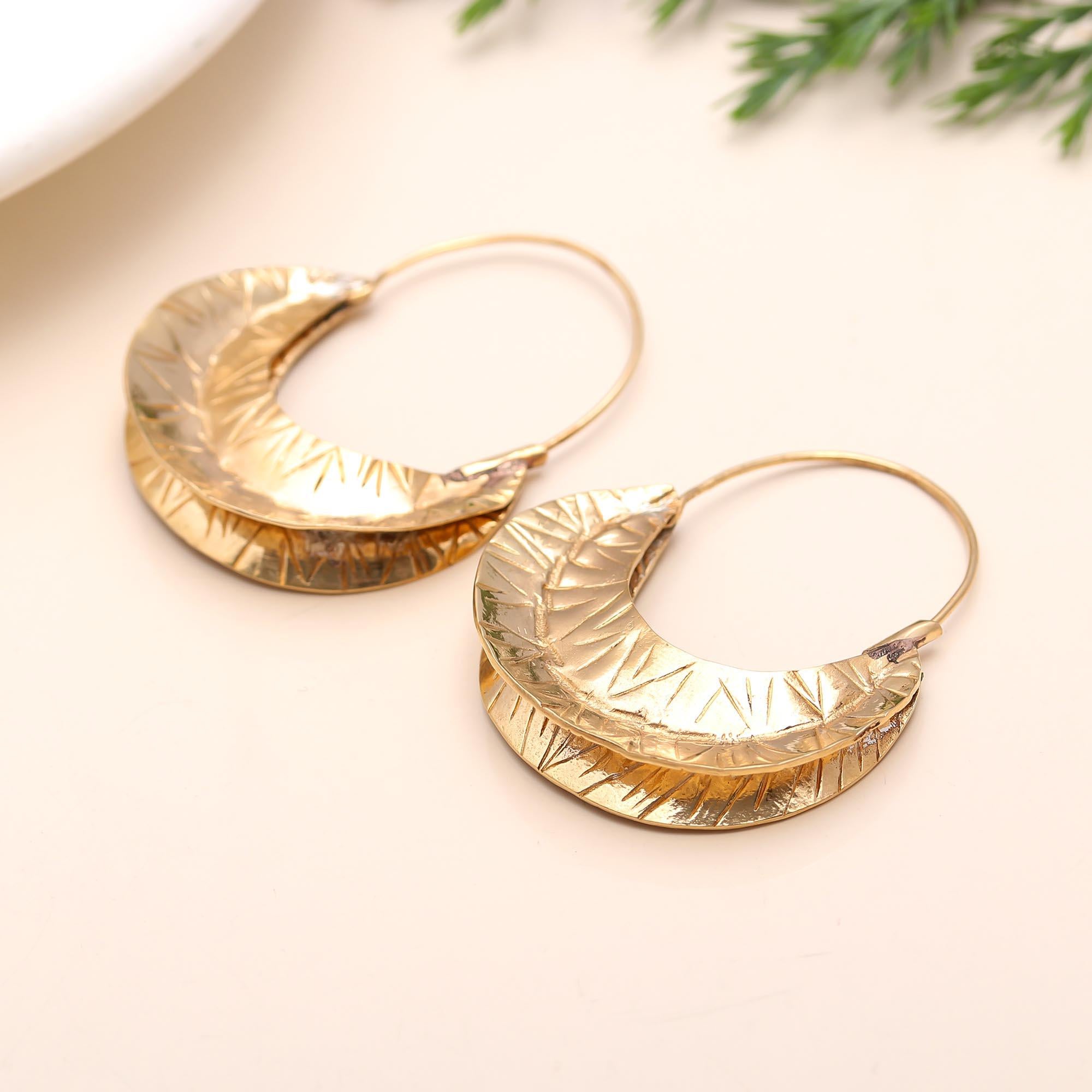 The Gilded Crescent: Textured Gypsy Hoops