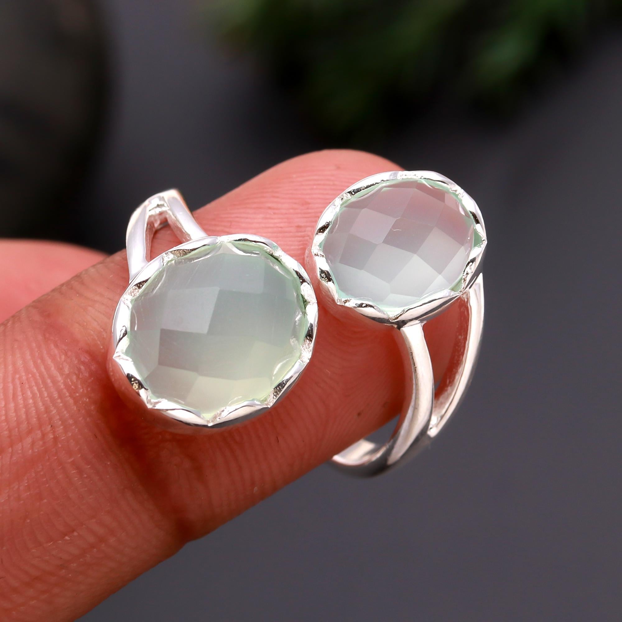 925 Silver Green Chalcedony Ring