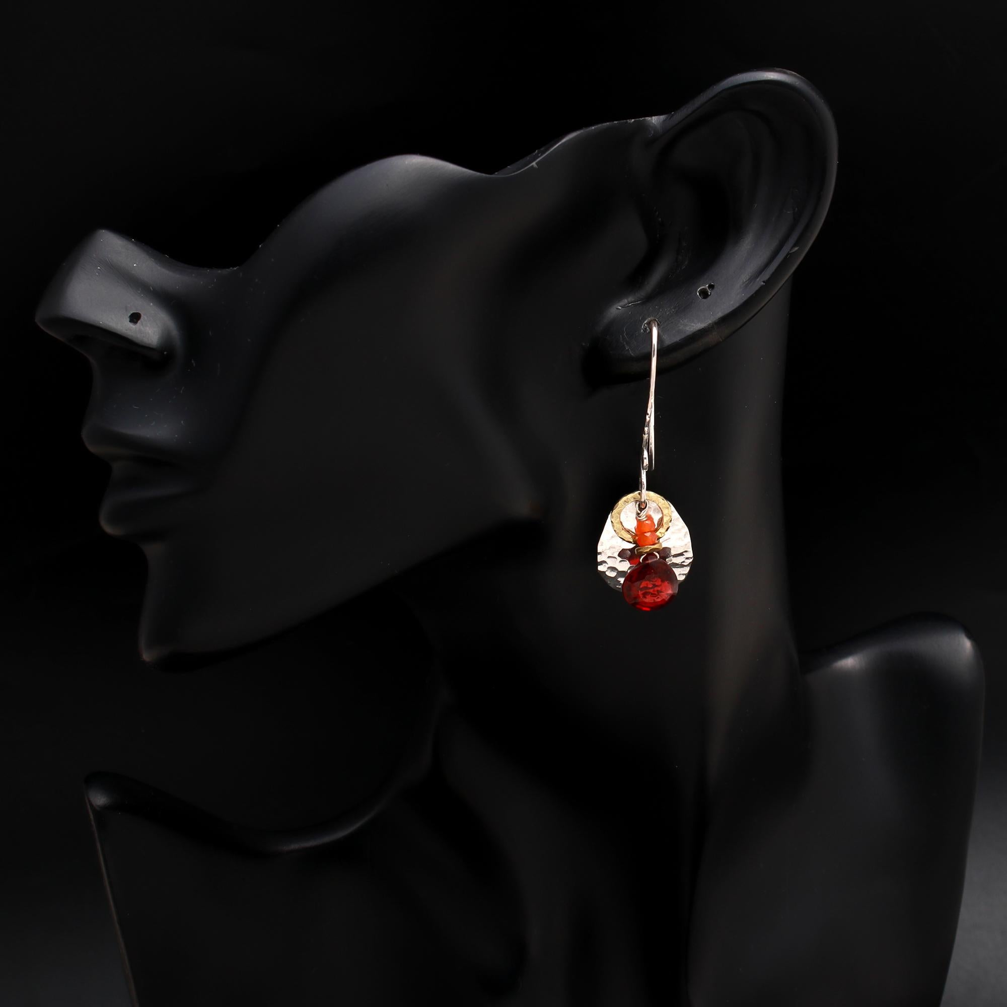 925 Silver Hammered Disc Drops Earrings