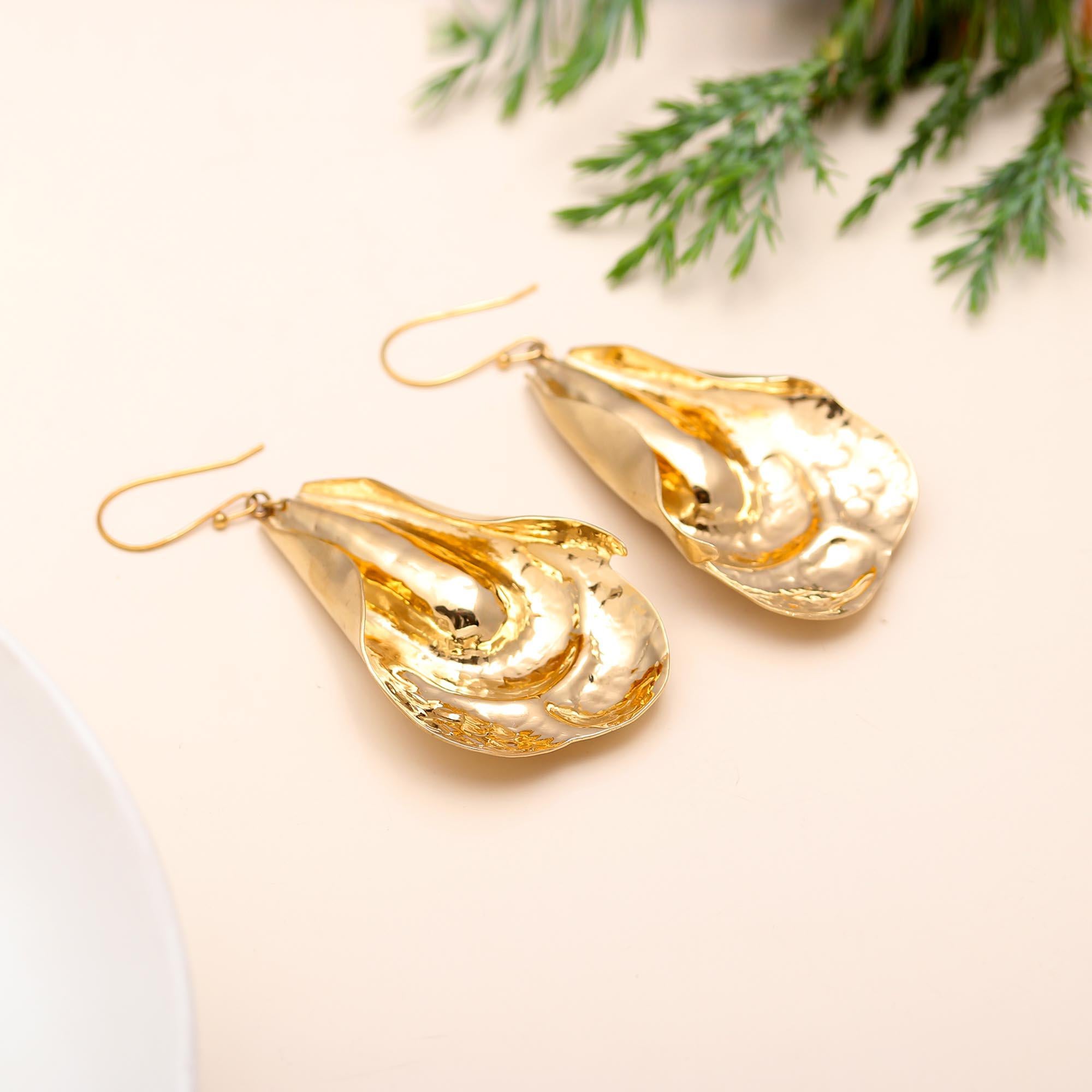 Designer Hypoallergenic Brass Abstract Earrings size 3 " Birthday, Anniversary, Women, Girls,