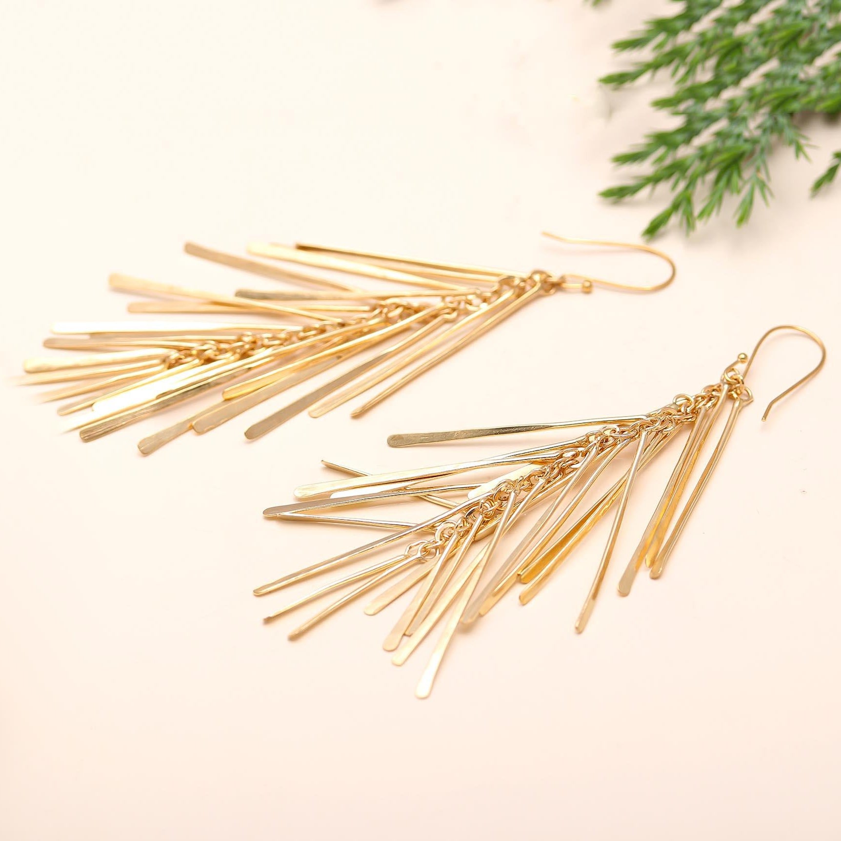 The Golden Ray Fringe: Linear Bar Tassel Earrings