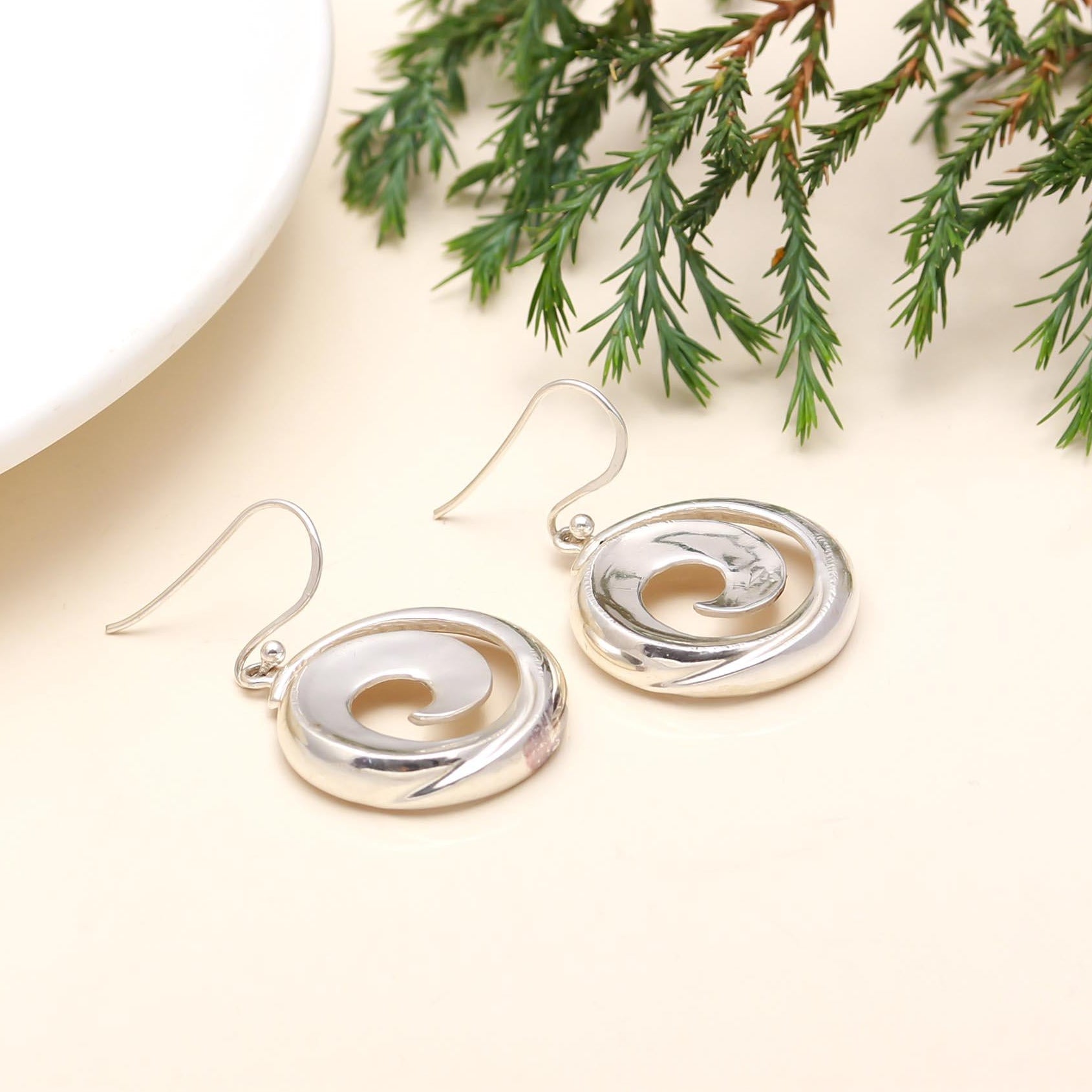 The Sterling Vortex: Silver Spiral Drop Earrings