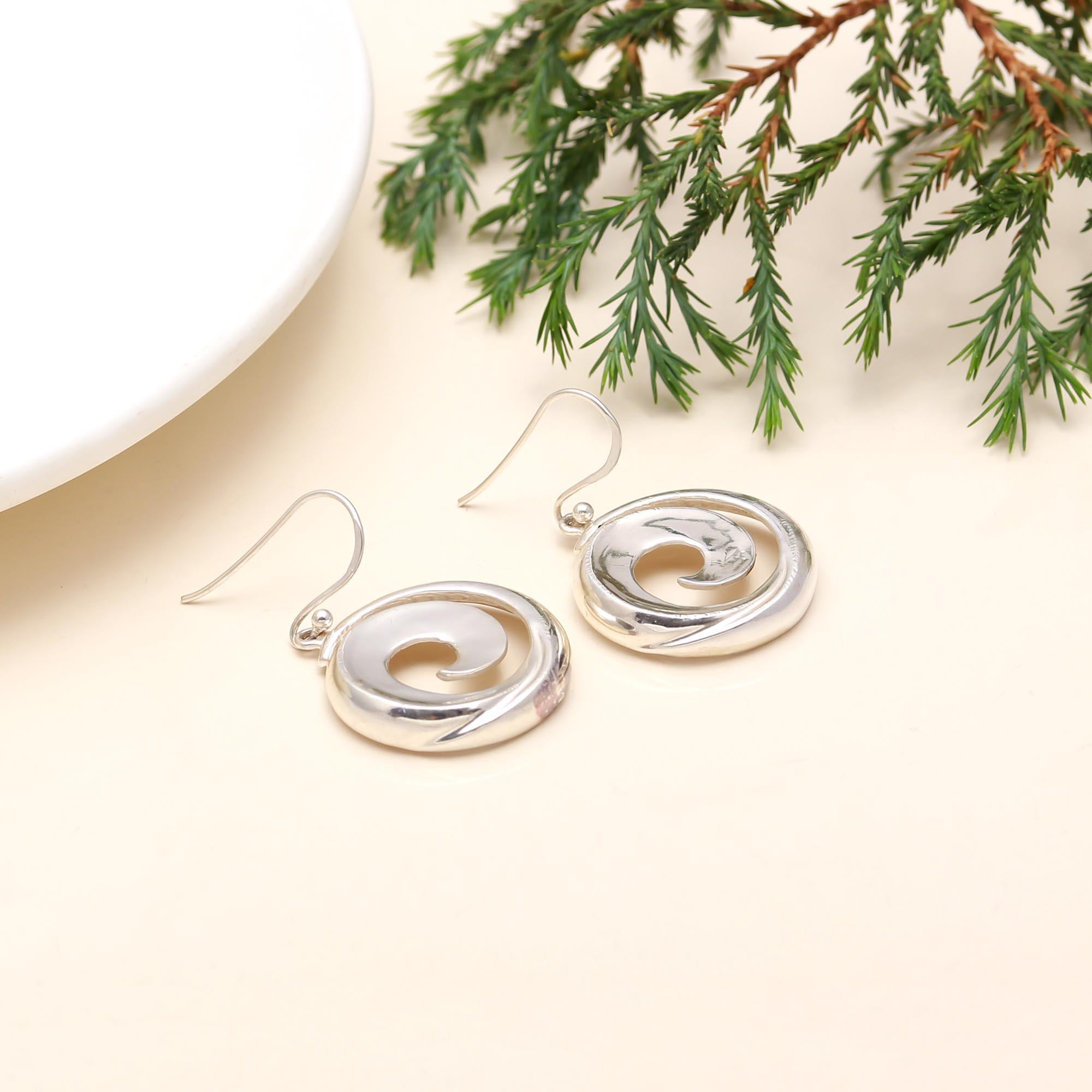 925 Sterling Silver Swirl Dangle Earrings