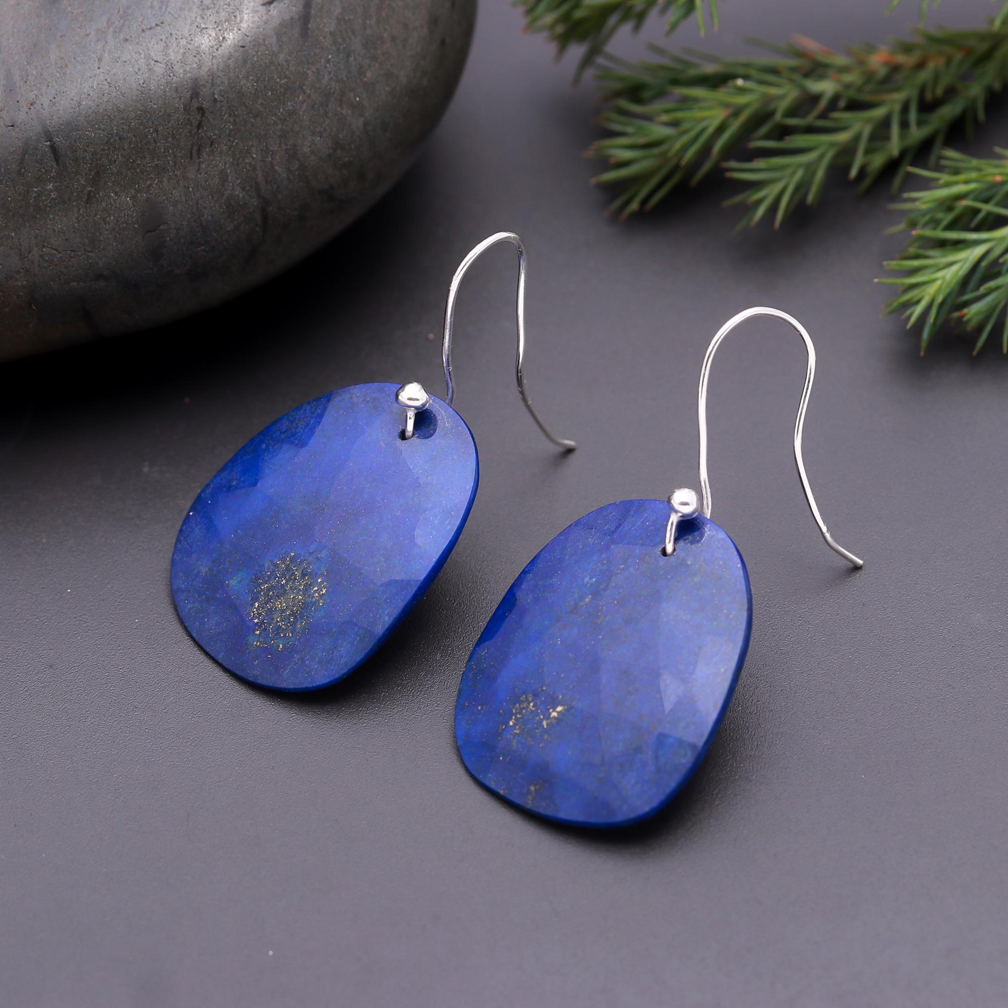 925 Silver Lapis Lazuli Dangle Earrings
