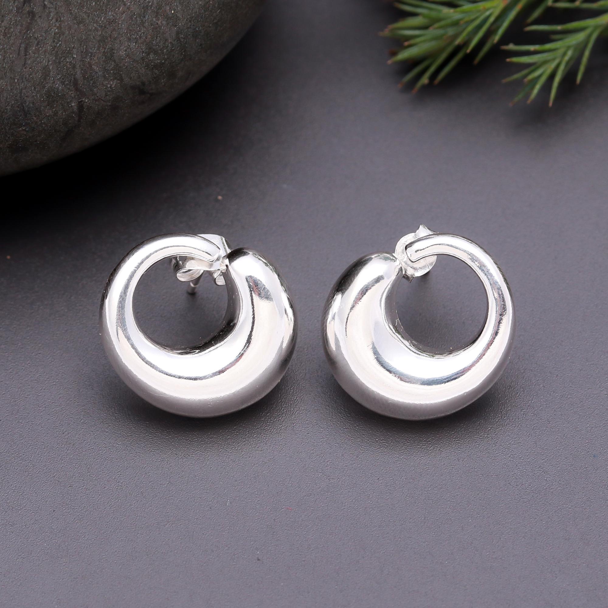 925 Silver Bold Round Hoop Earrings