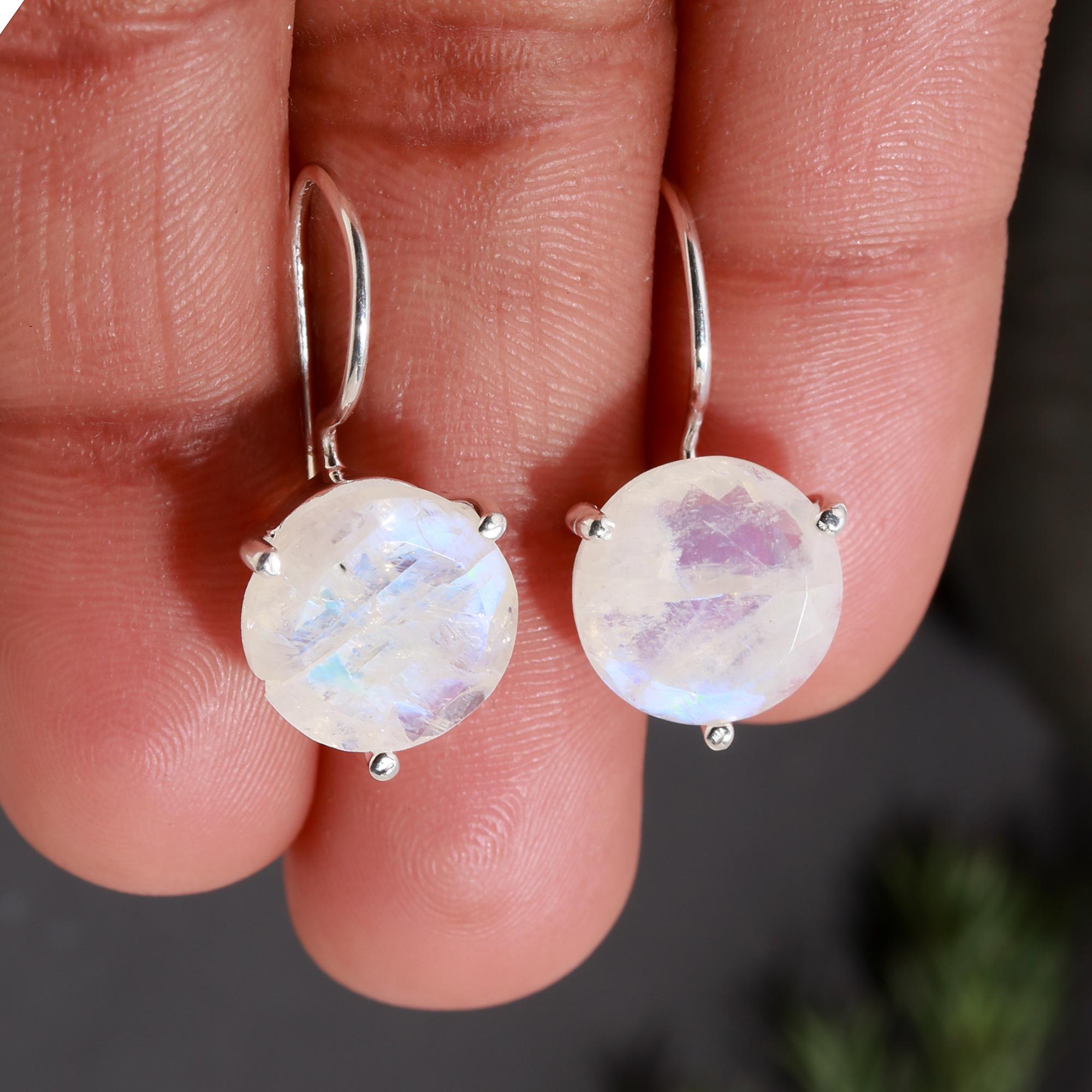 925 Silver Moonstone Dangle Earrings