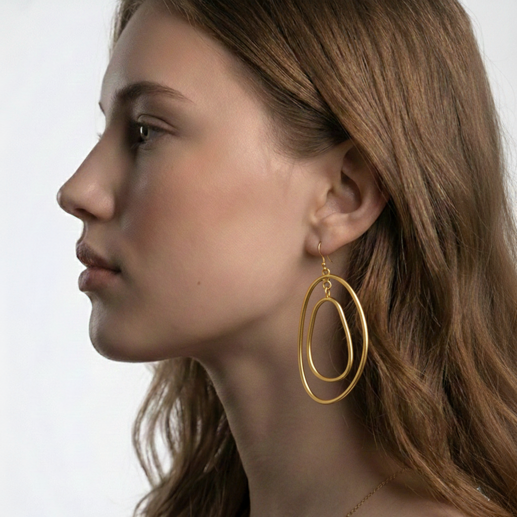 The Golden Orbit: Double Oval Link Earrings