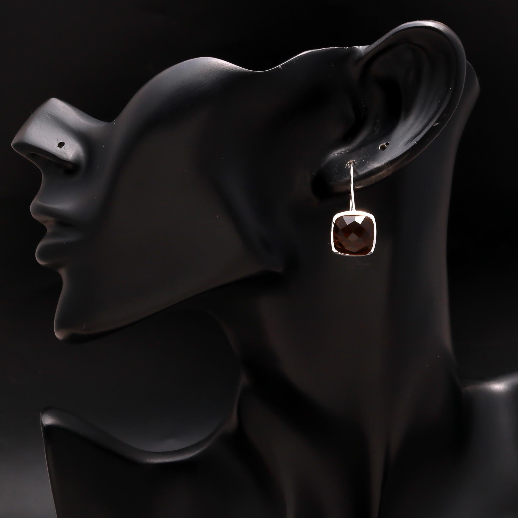 925 Silver Garnet Dangle Earrings