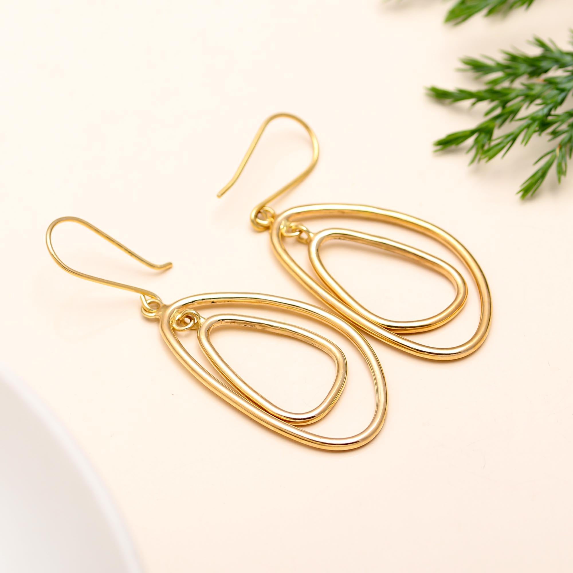 Designer Brass Trillion Dangle Earrings