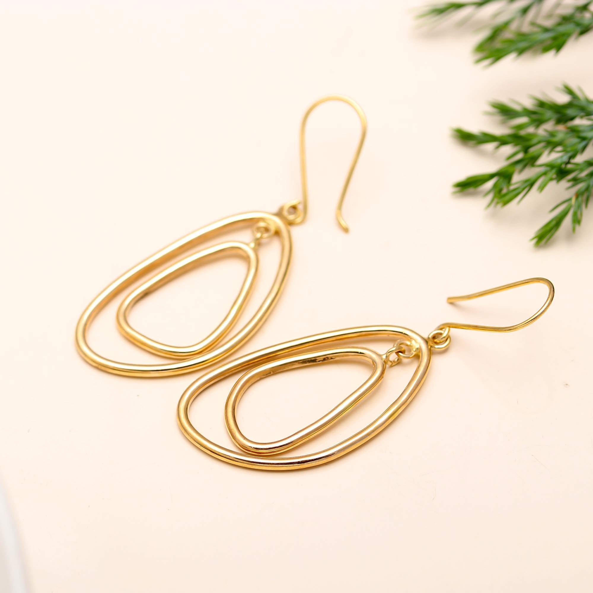 Designer Brass Trillion Dangle Earrings