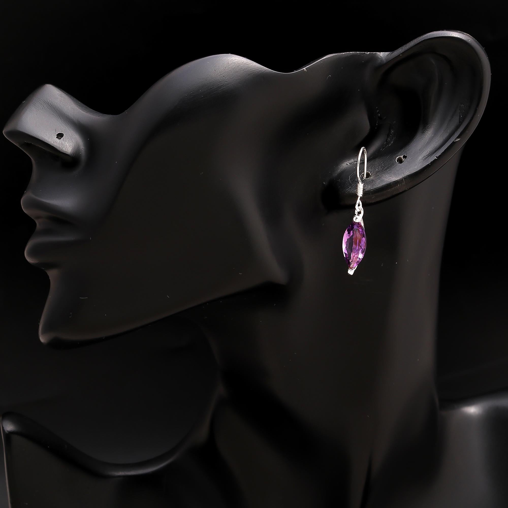 925 Silver Amethyst Dangle Earrings