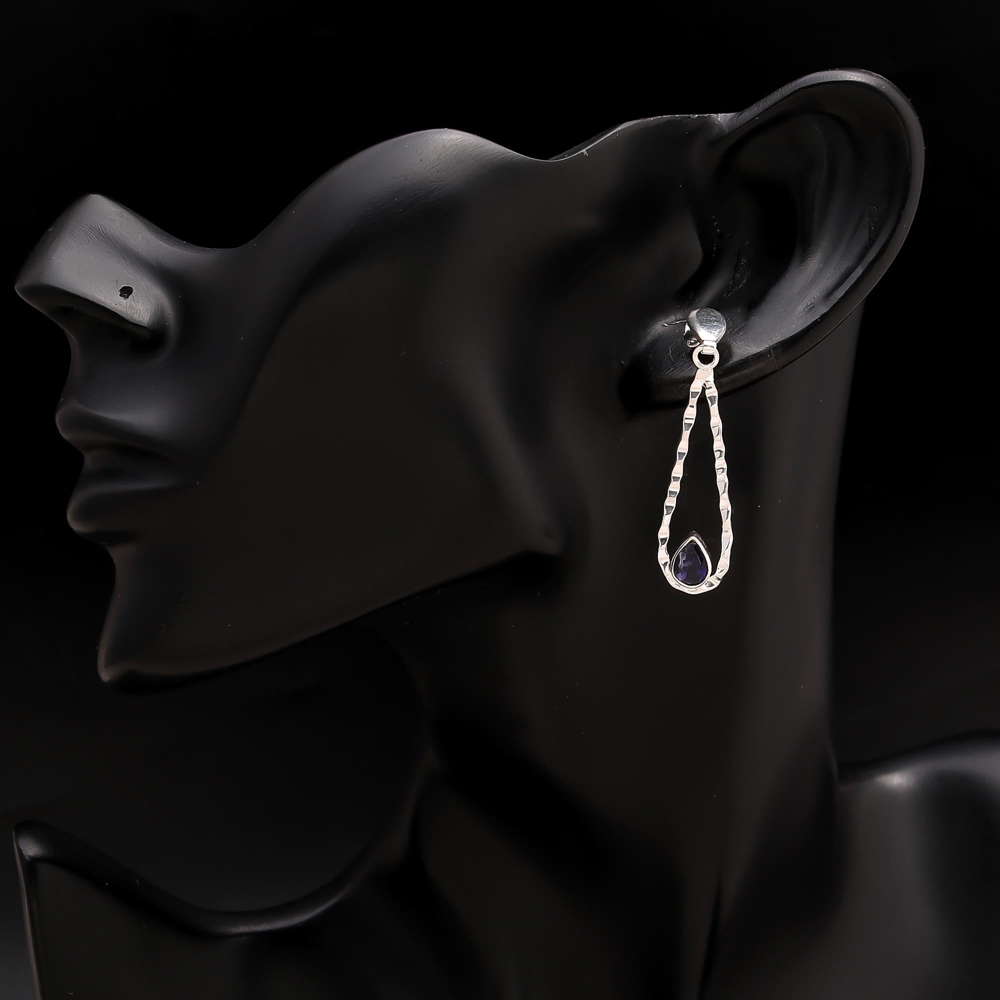 925 Silver Blue Sapphire Drop Earrings