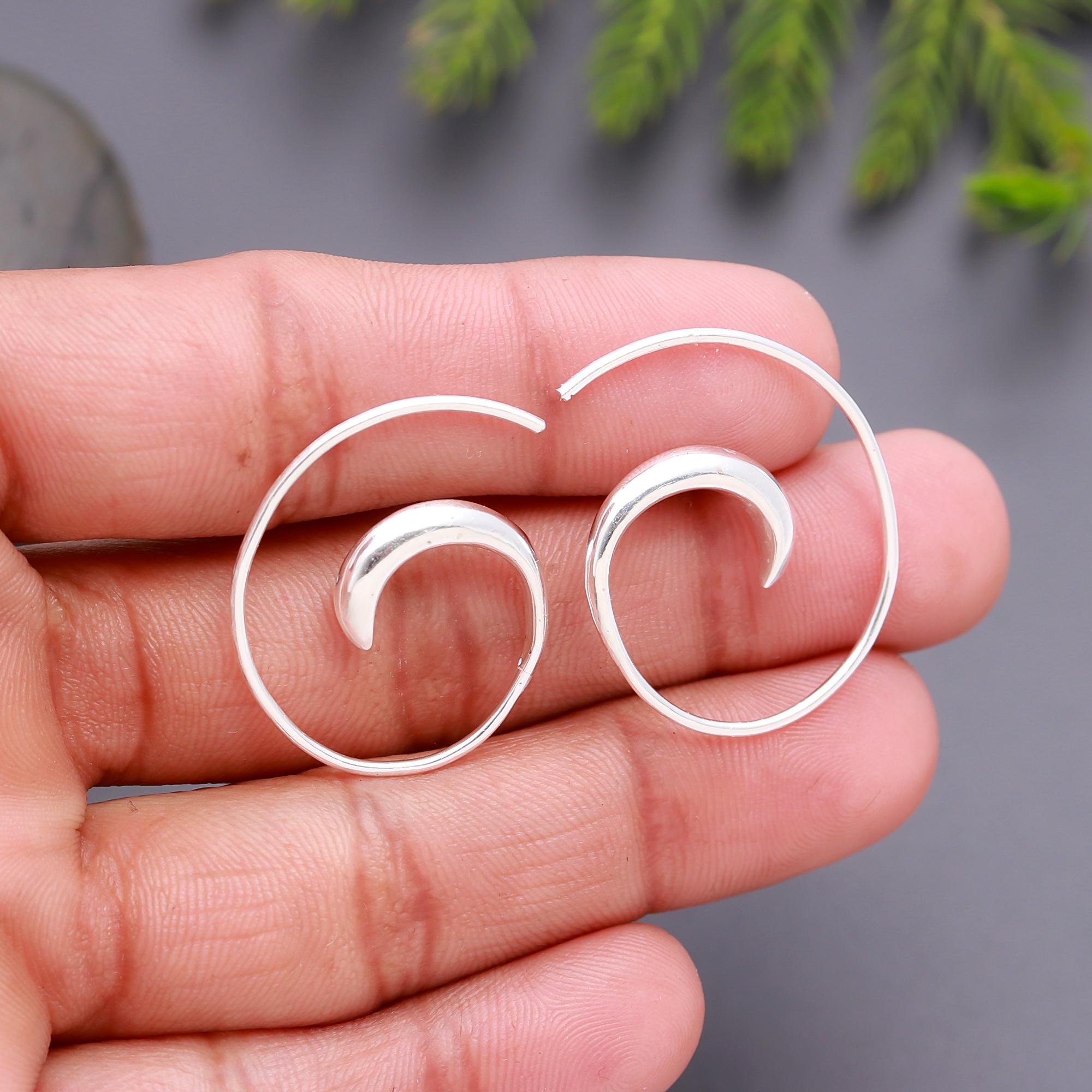 925 Silver Spiral Hoop Earrings