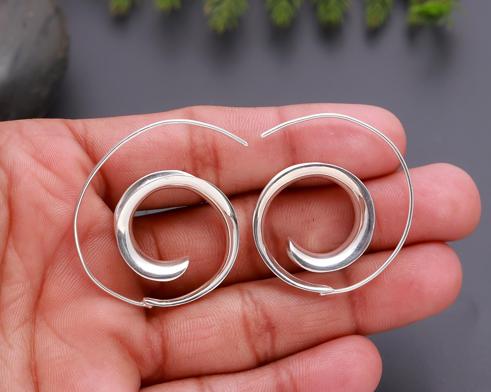 925 Silver Spiral Hoop Earrings