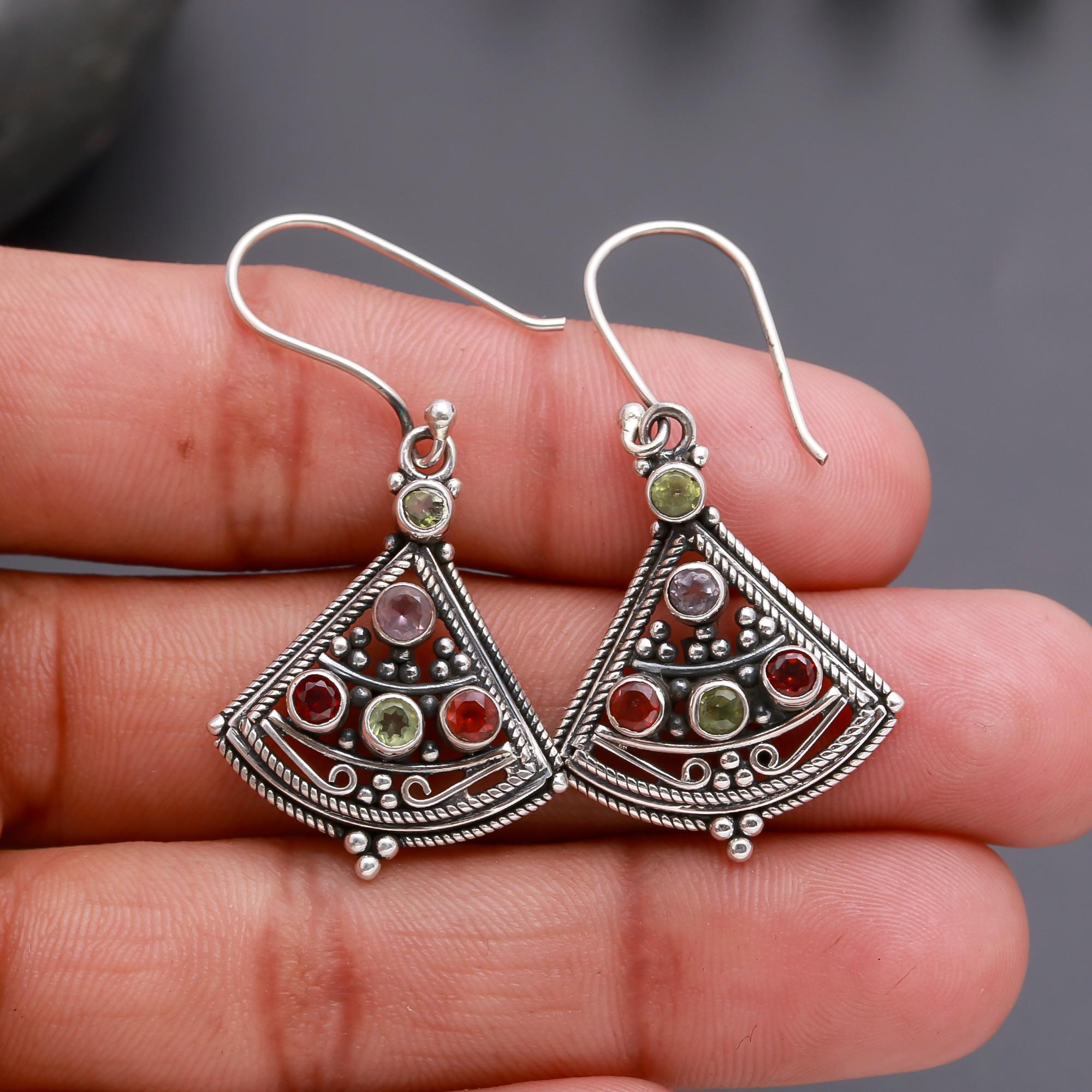 925 Silver Triangle Dangle Earrings