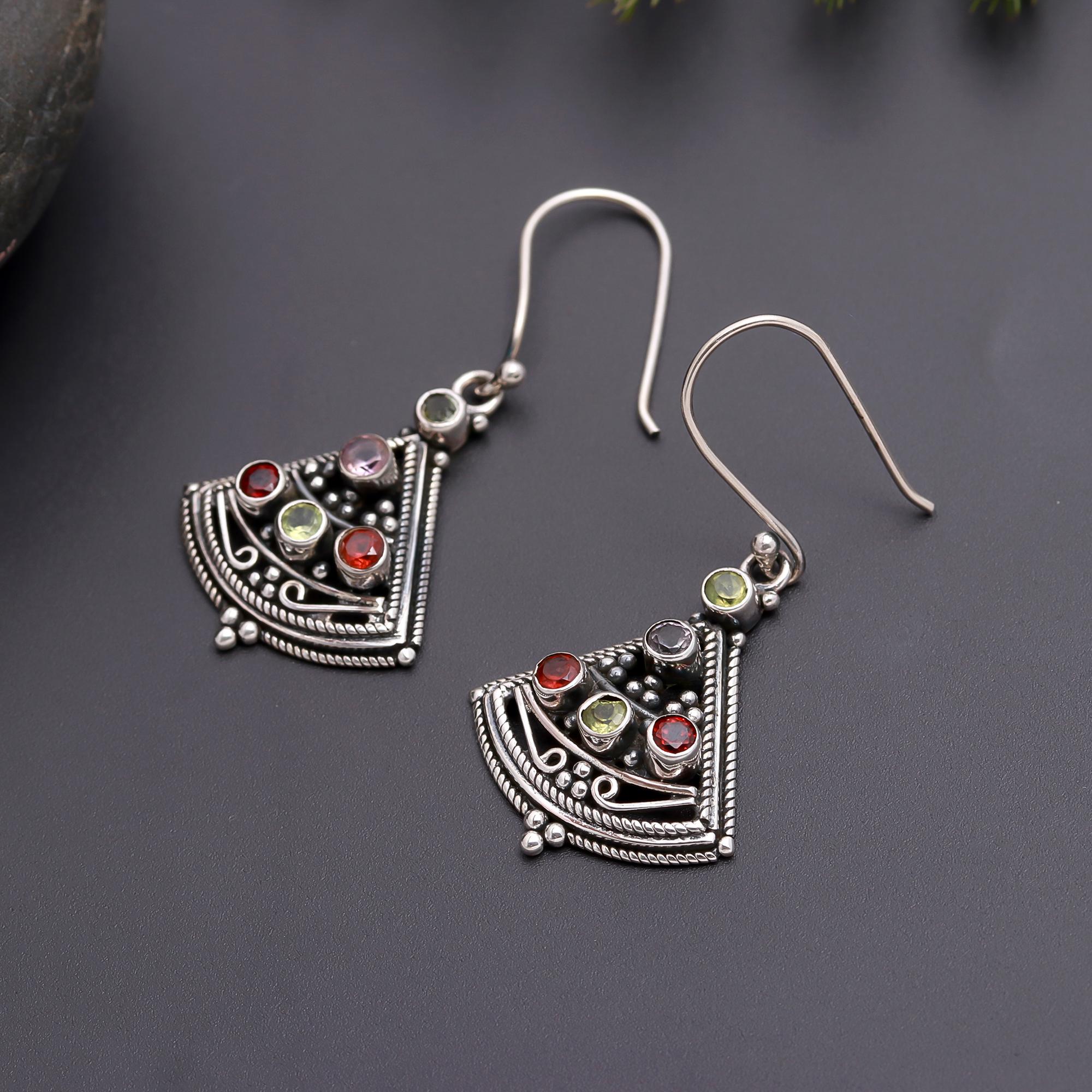 925 Silver Triangle Dangle Earrings