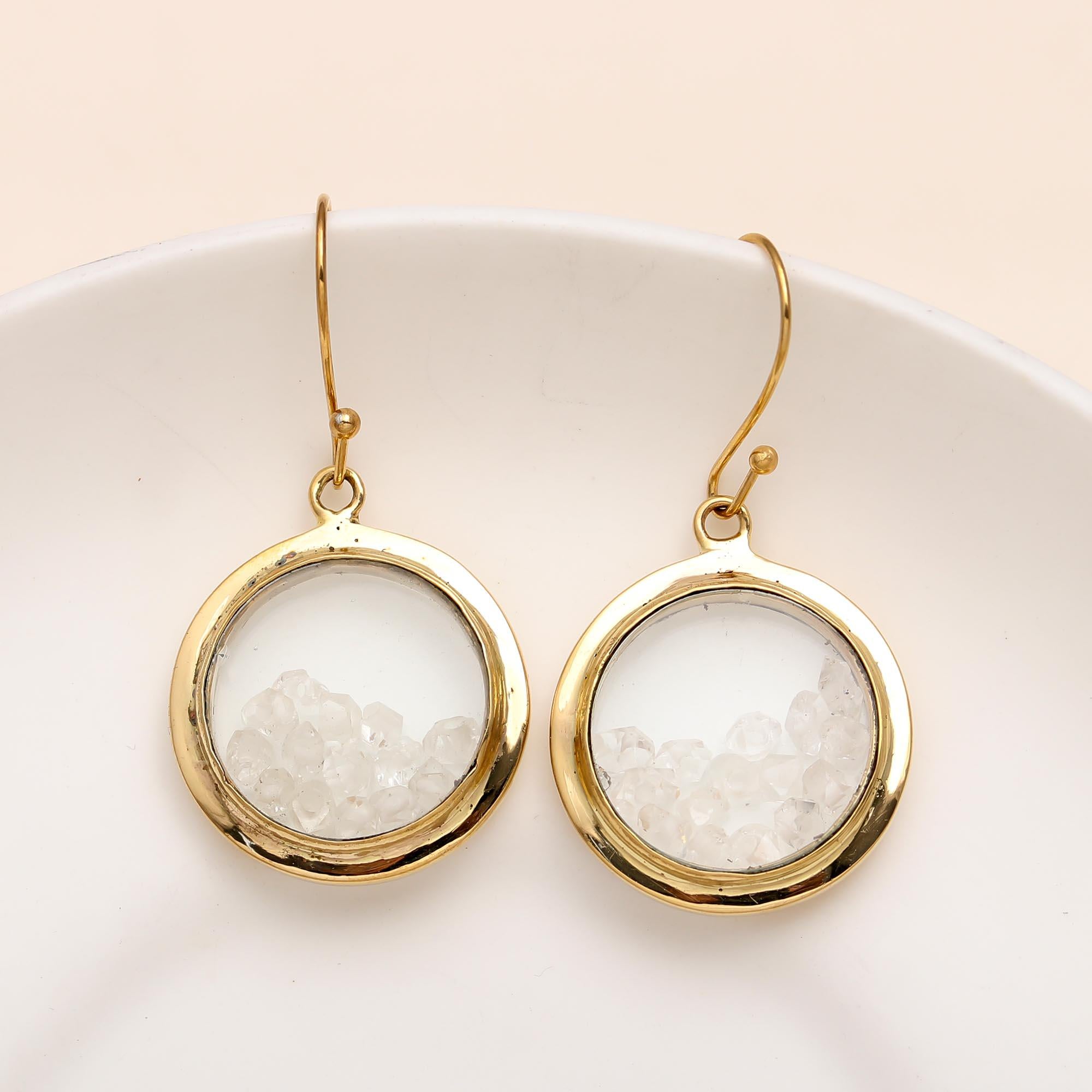 925 Silver Quartz Beads Dangle Earrings