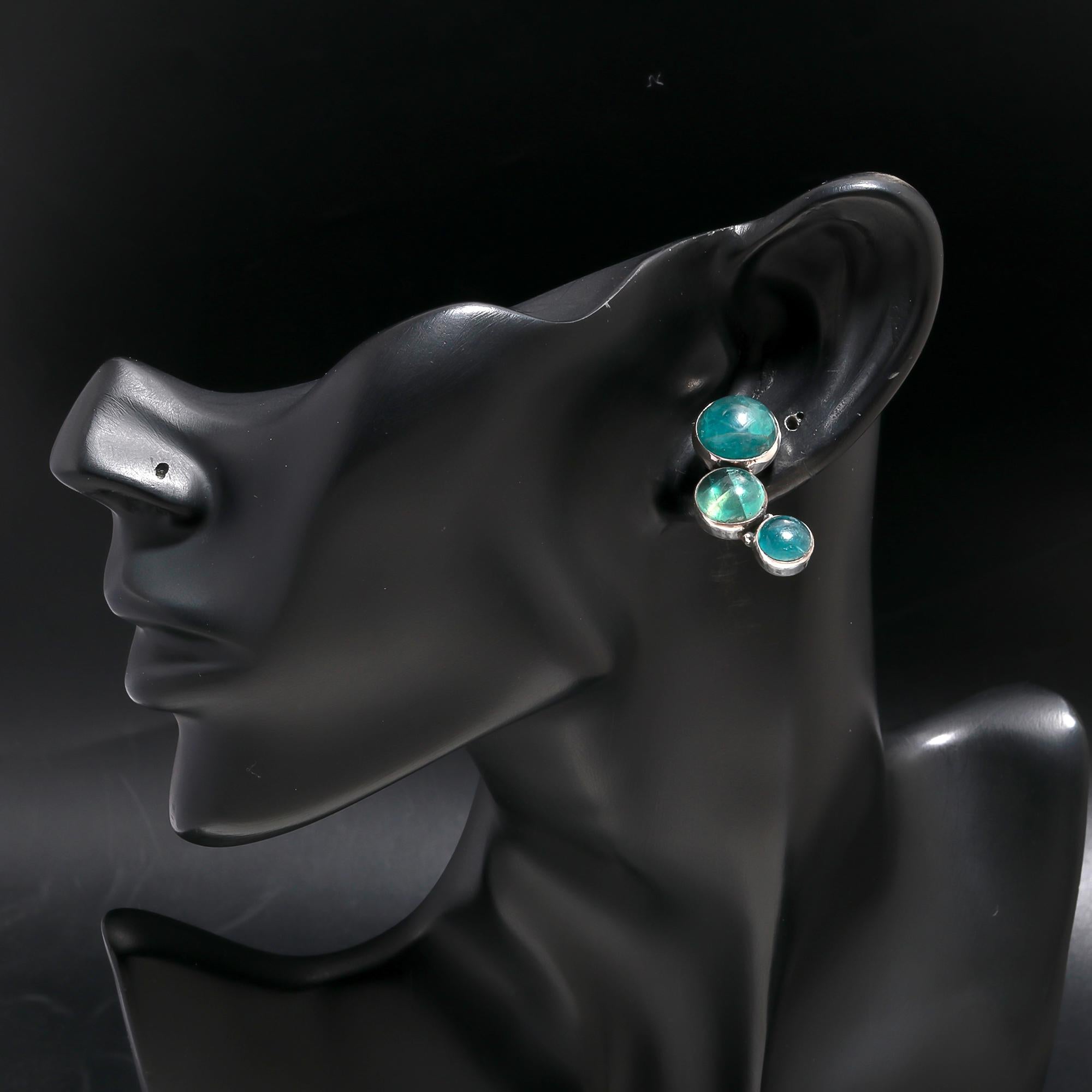 925 Silver Fluorite Cluster Stud Earrings