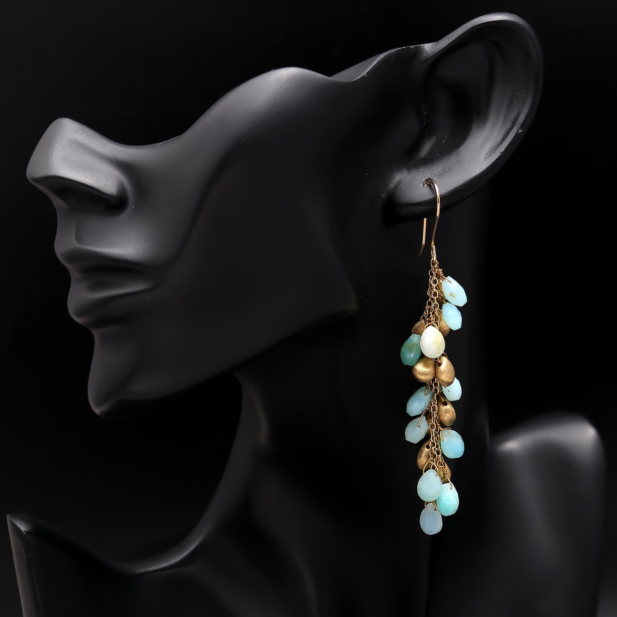 925 Silver Aqua Chalcedony Dangle Earrings