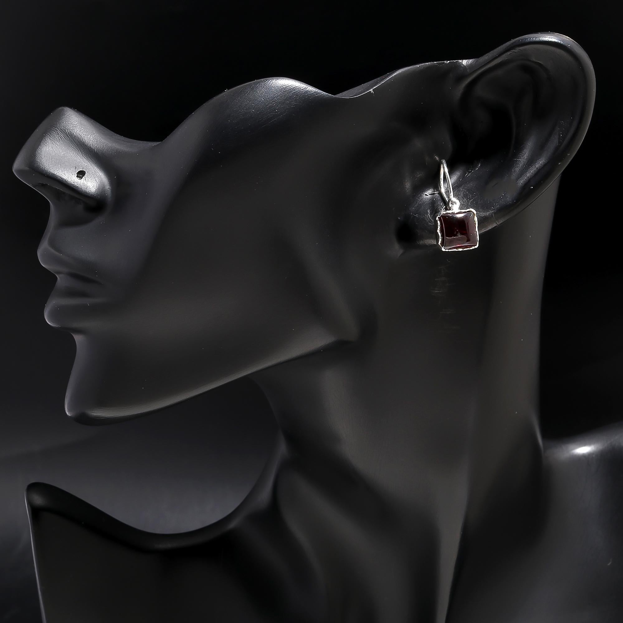 925 Silver Garnet Dangle Earrings