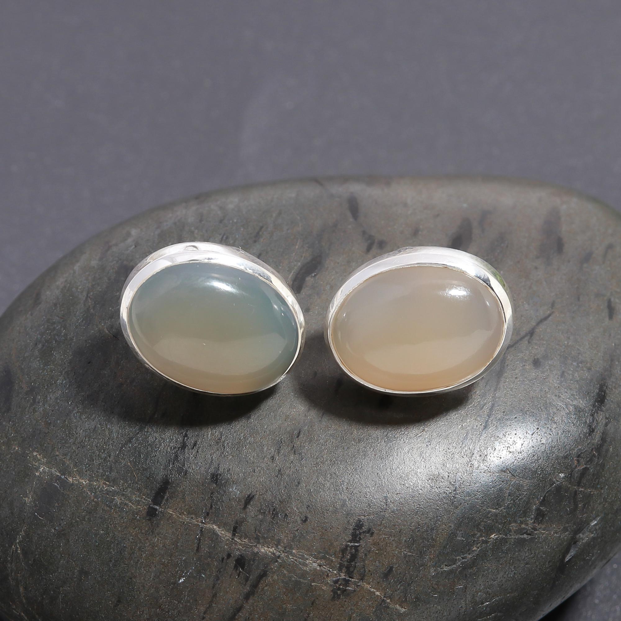 925 Silver Moonstone Stud Earrings
