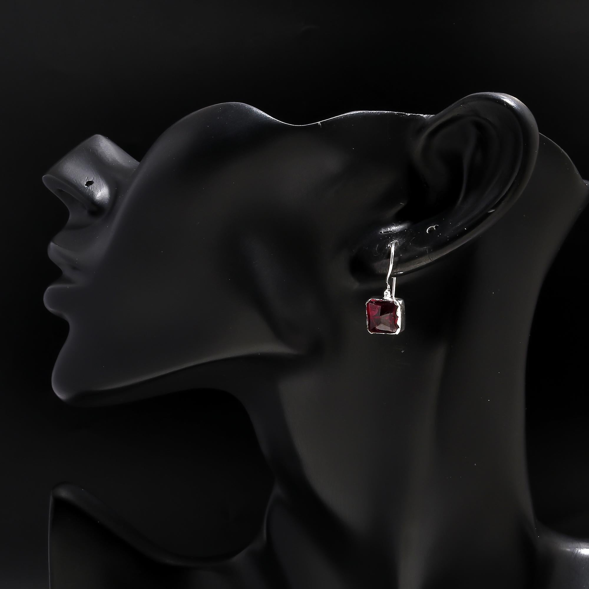 925 Silver Garnet Dangle Earrings