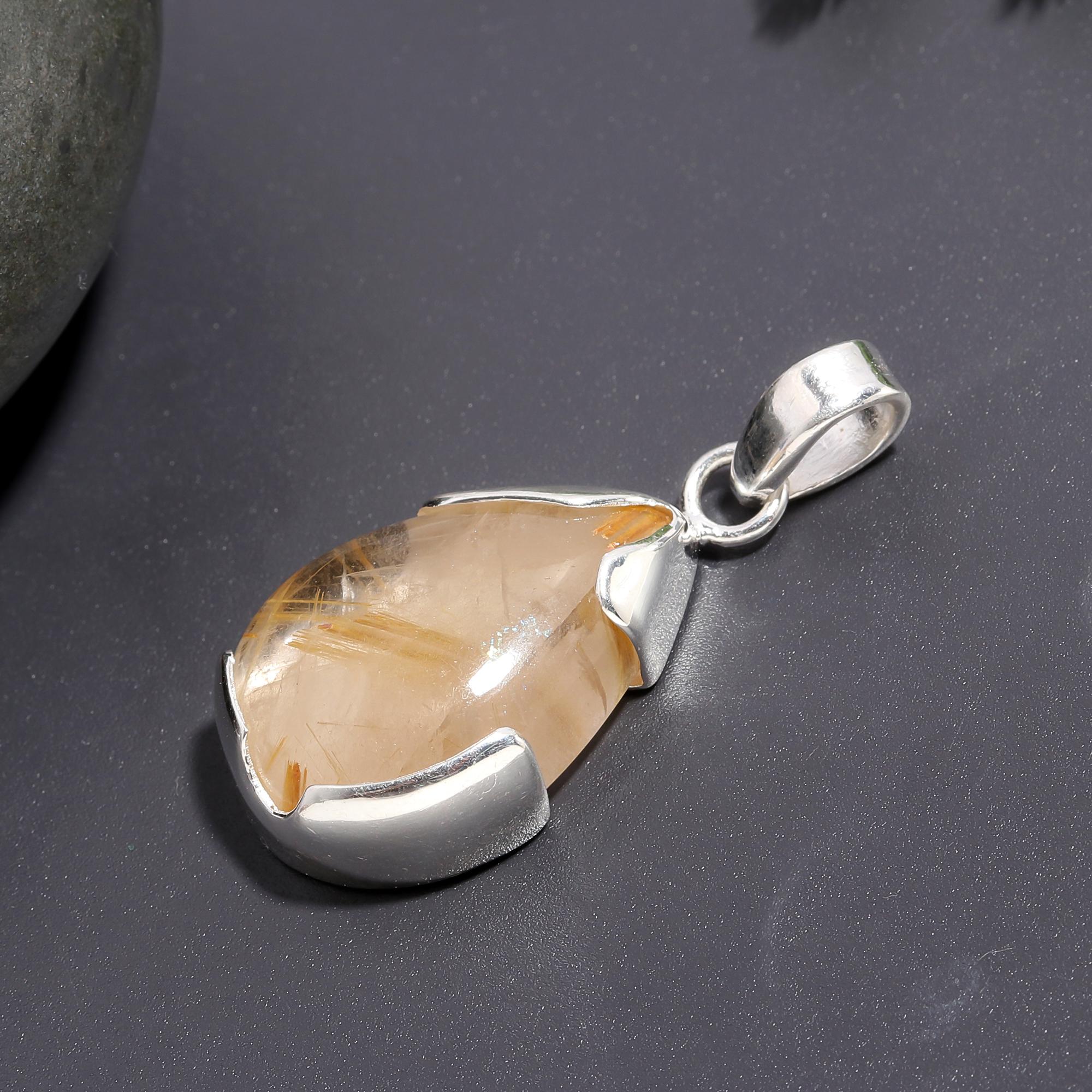 925 Silver Rutilated Quartz Pendant