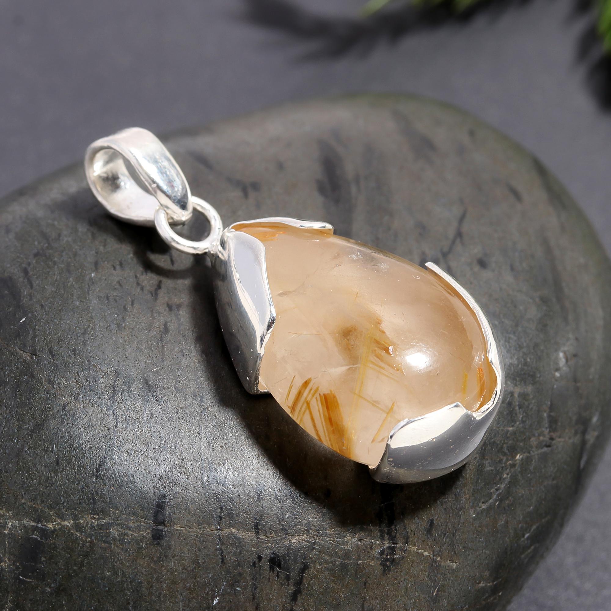 925 Silver Rutilated Quartz Pendant