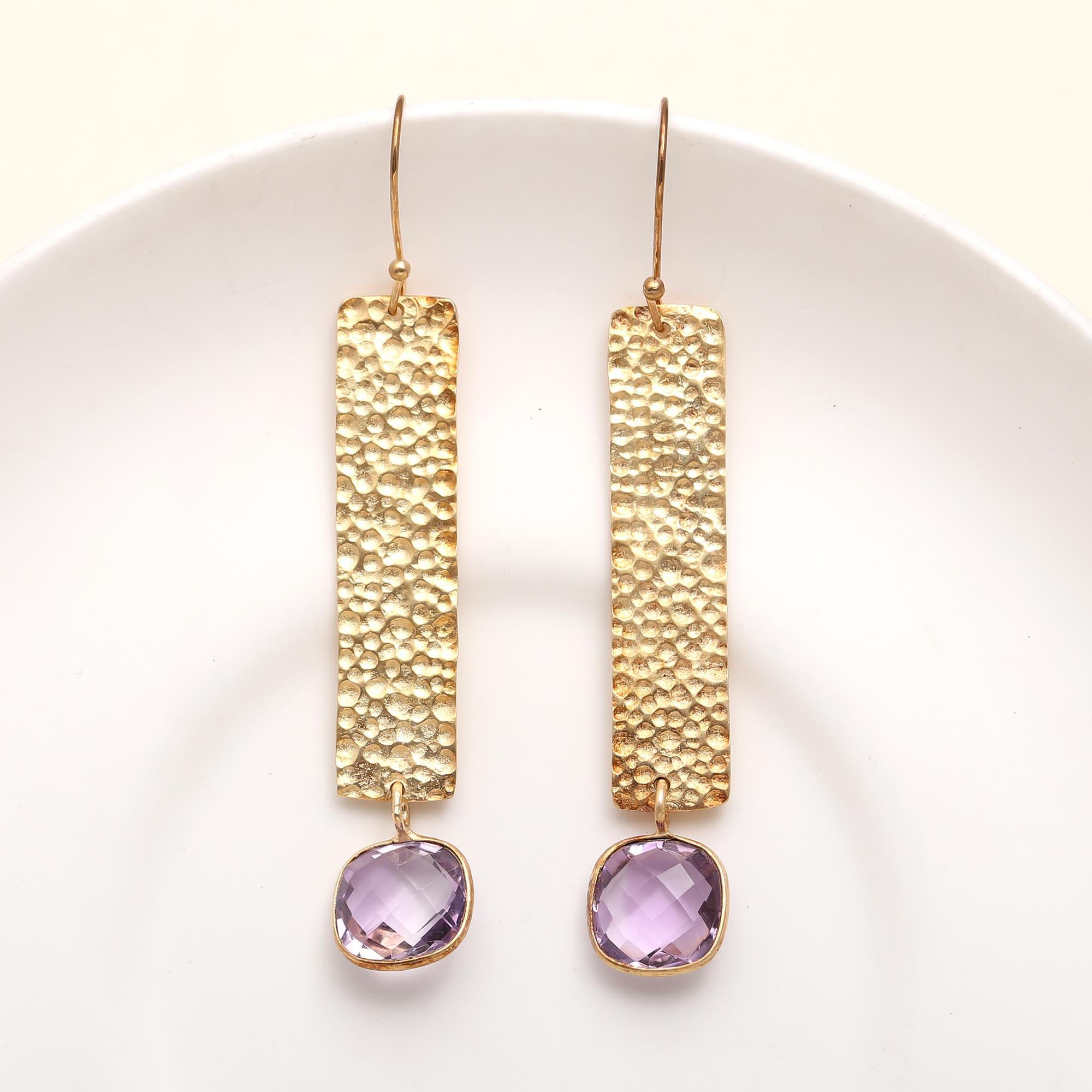 925 Silver Amethyst Dangle Earrings