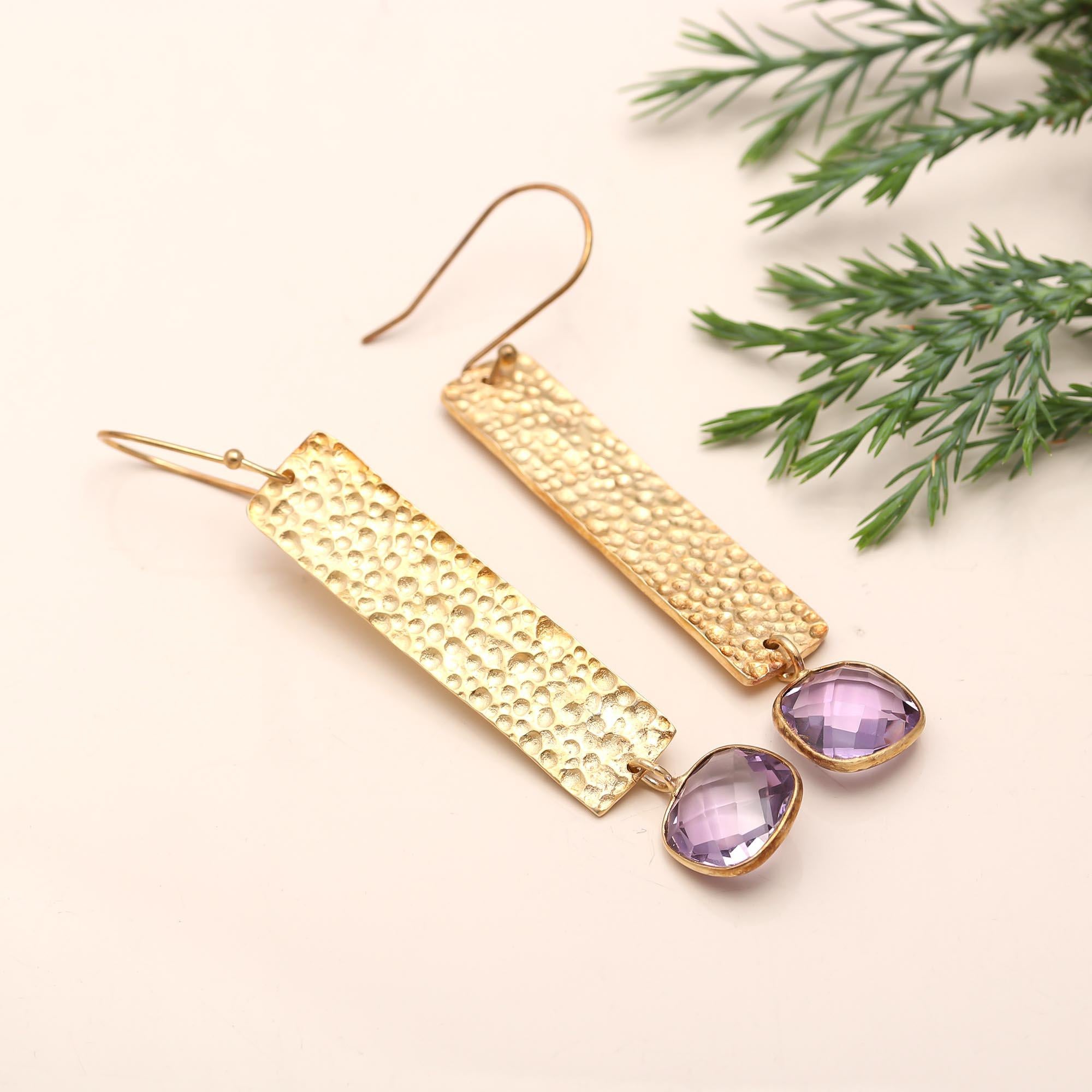 925 Silver Amethyst Dangle Earrings