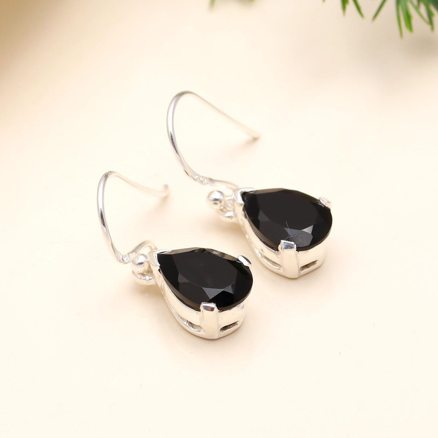 The Midnight Drop: Black Onyx & Silver Teardrop Earrings