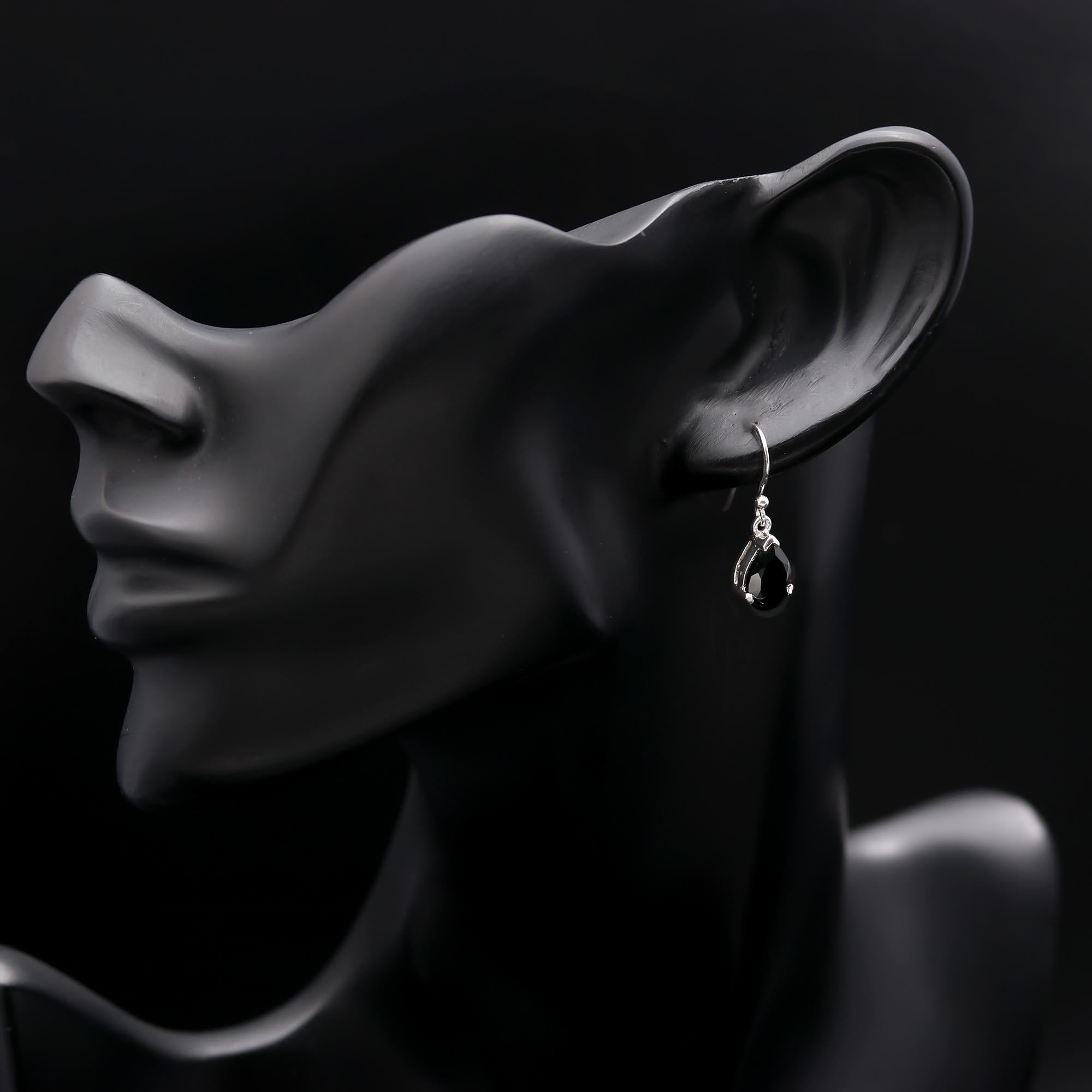 The Midnight Drop: Black Onyx & Silver Teardrop Earrings