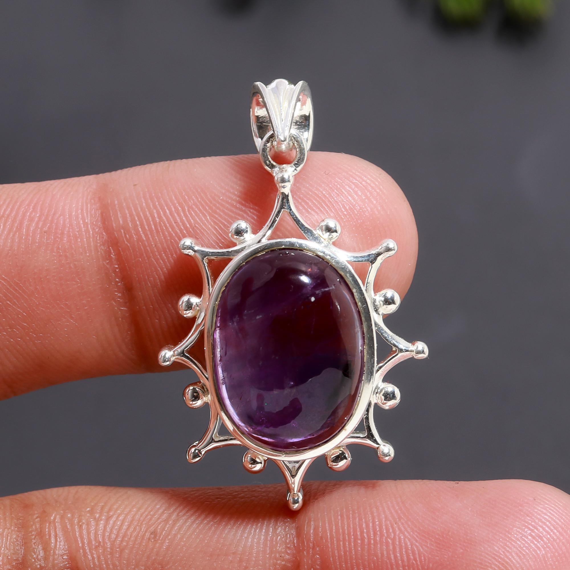 925 Silver Ornate Amethyst Pendant