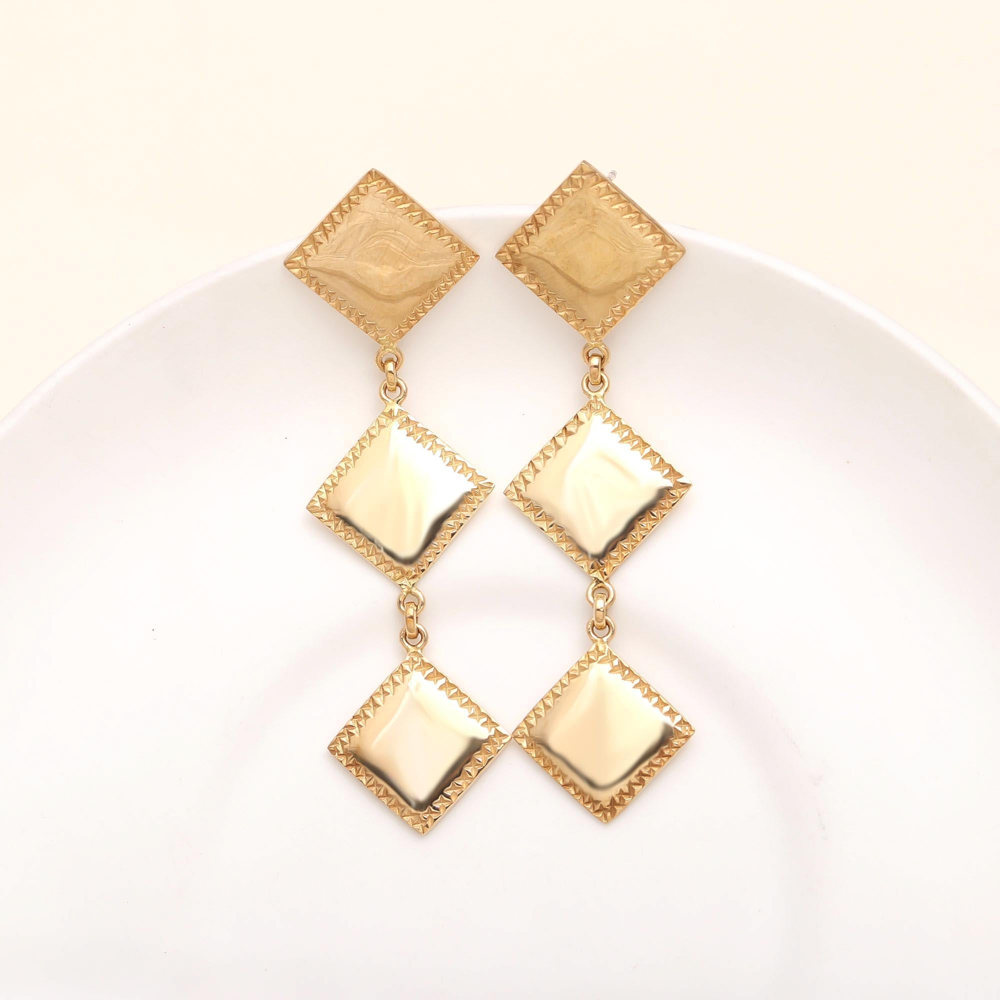925 Silver Square Link Drop Earrings