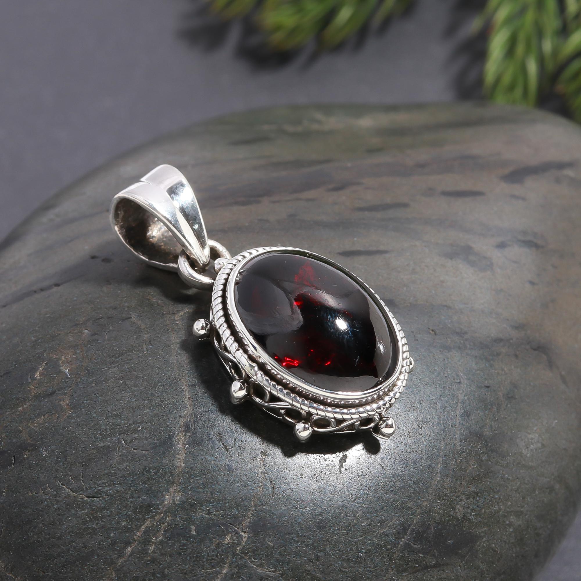 925 Silver Garnet Pendant