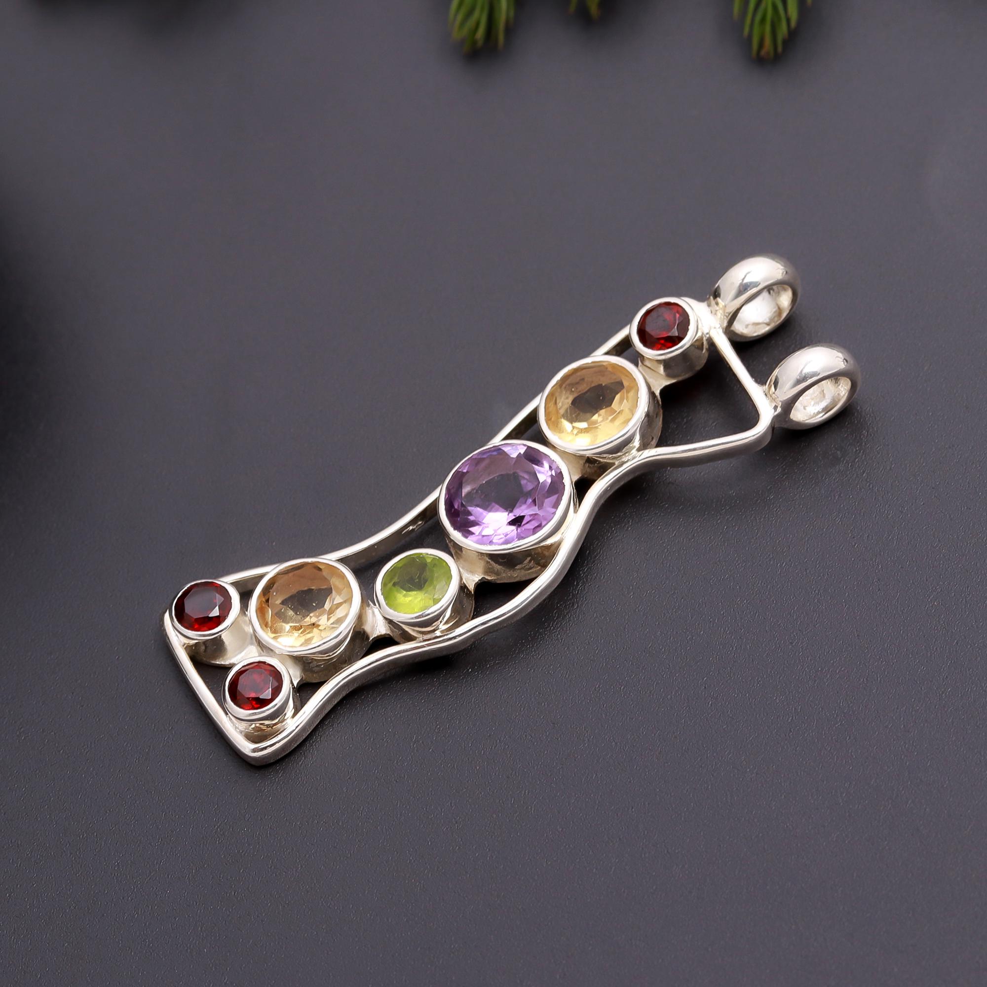 925 Silver Colorful Chakra Pendant
