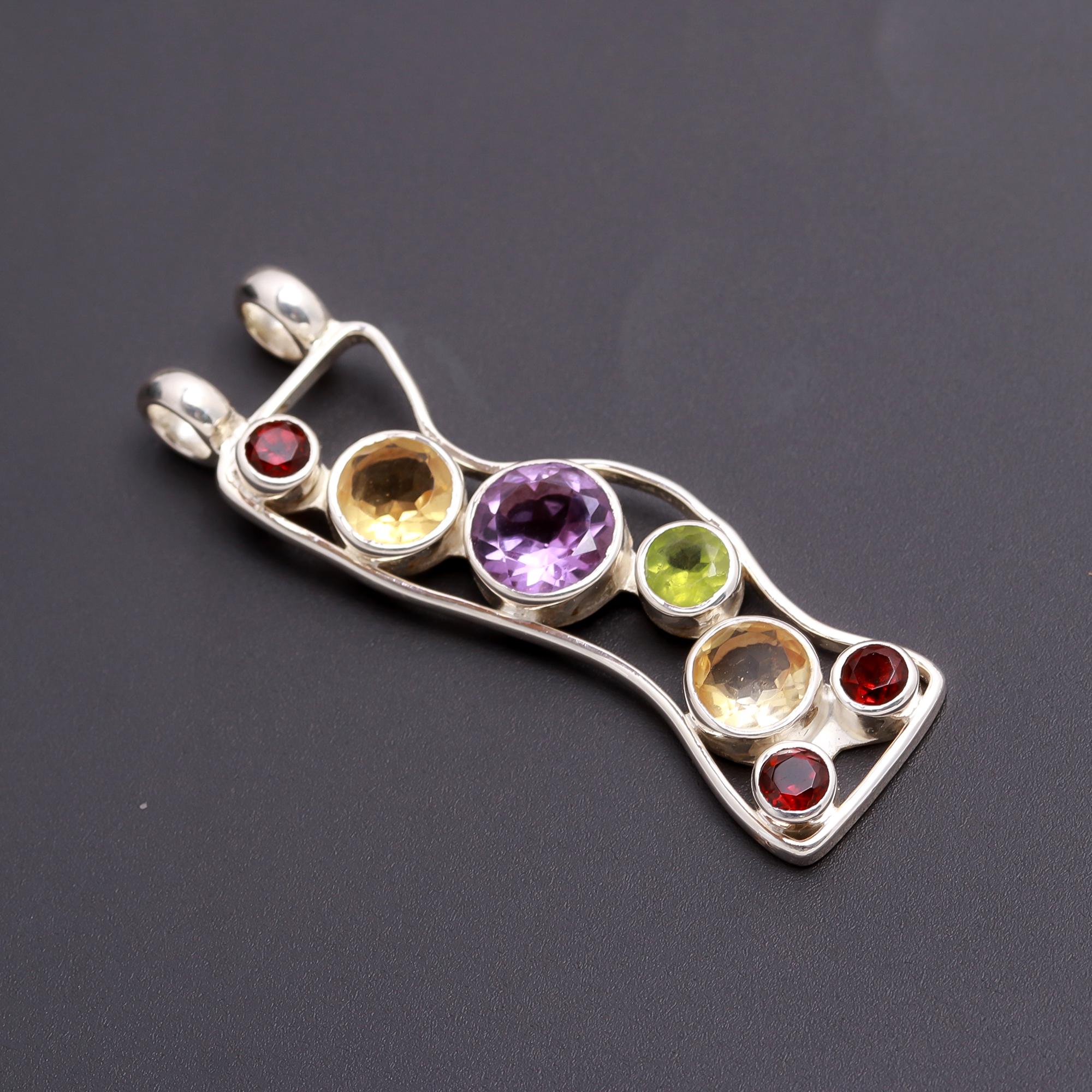 925 Silver Colorful Chakra Pendant