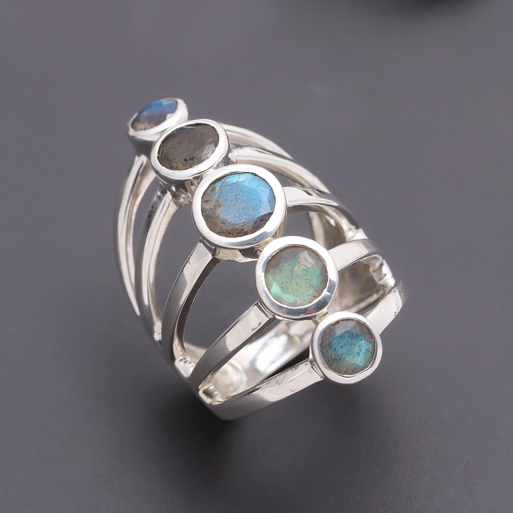 925 Silver Labradorite Statement Ring