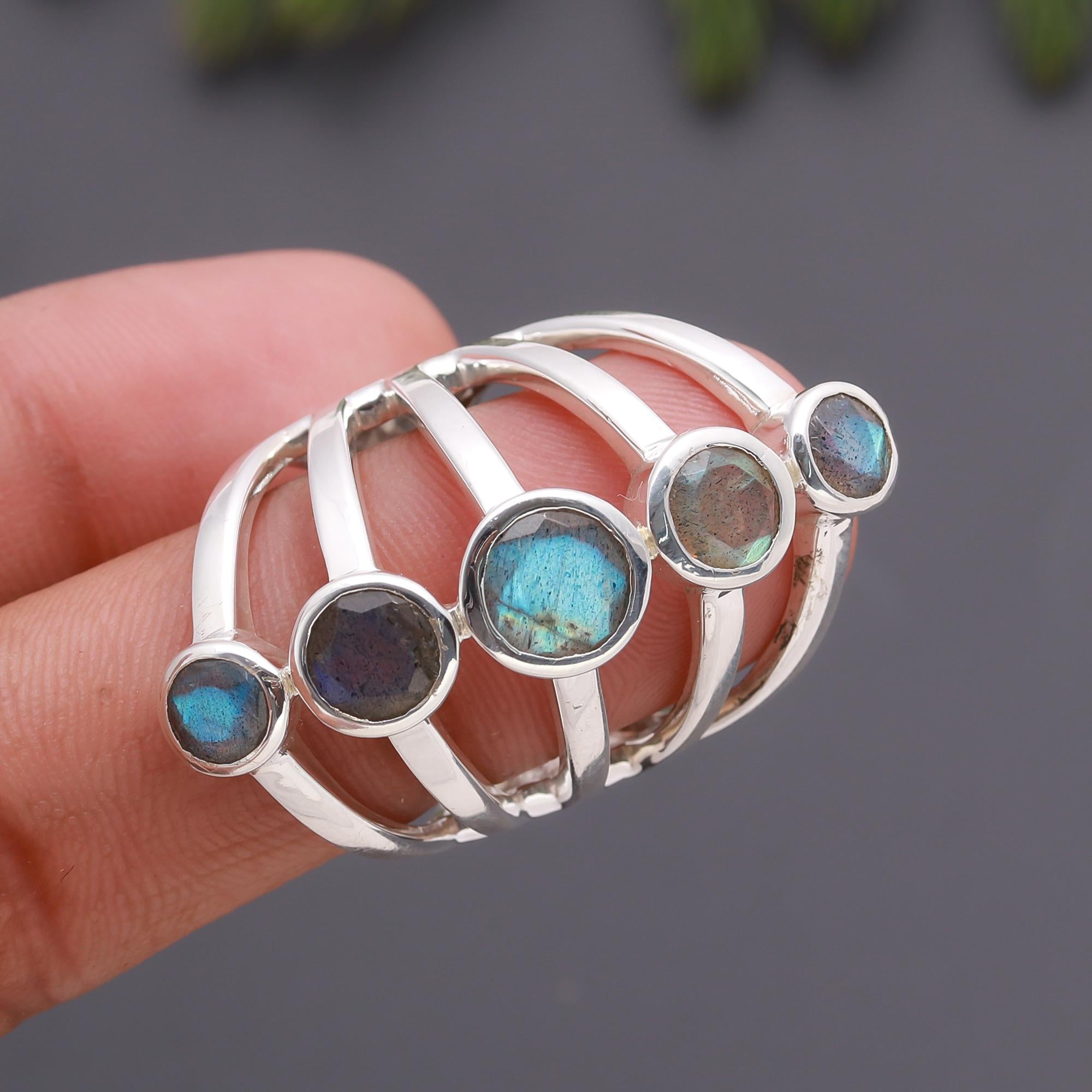 925 Silver Labradorite Statement Ring