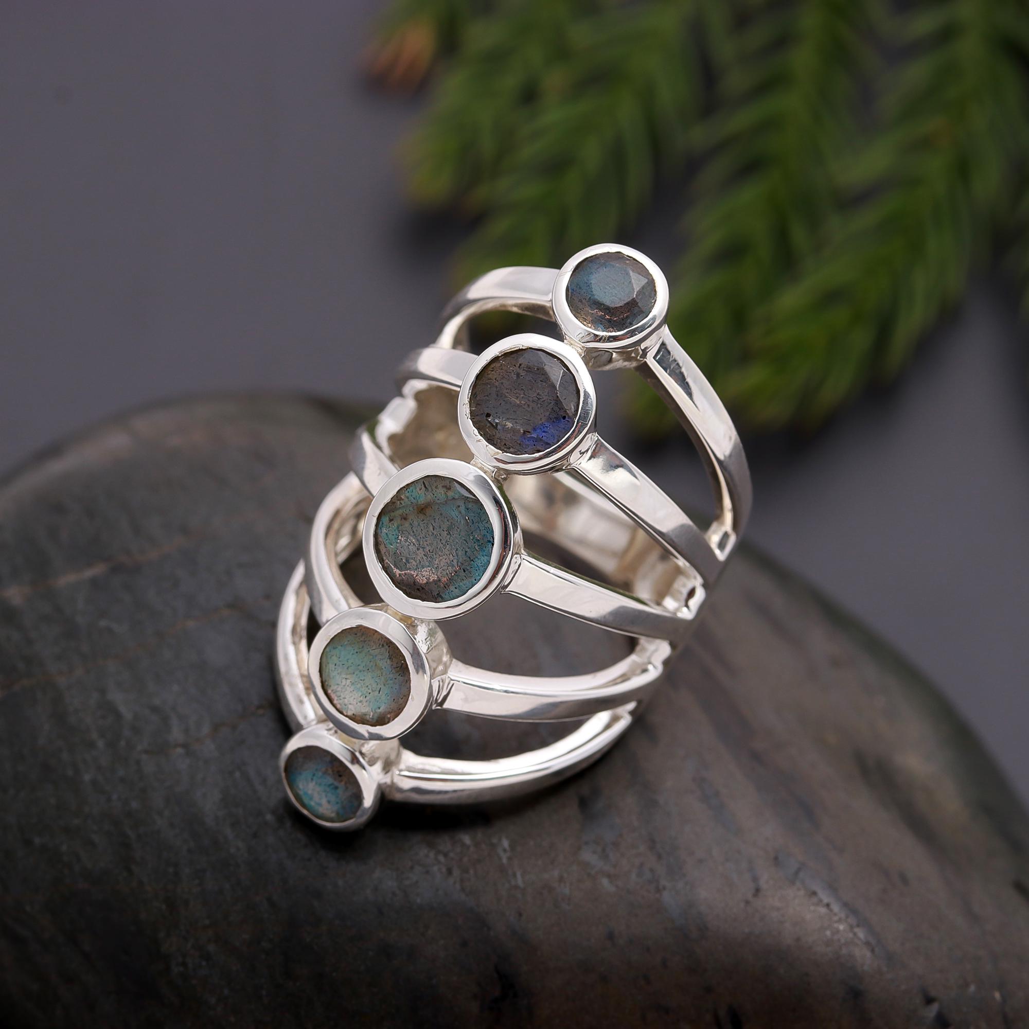 925 Silver Labradorite Statement Ring