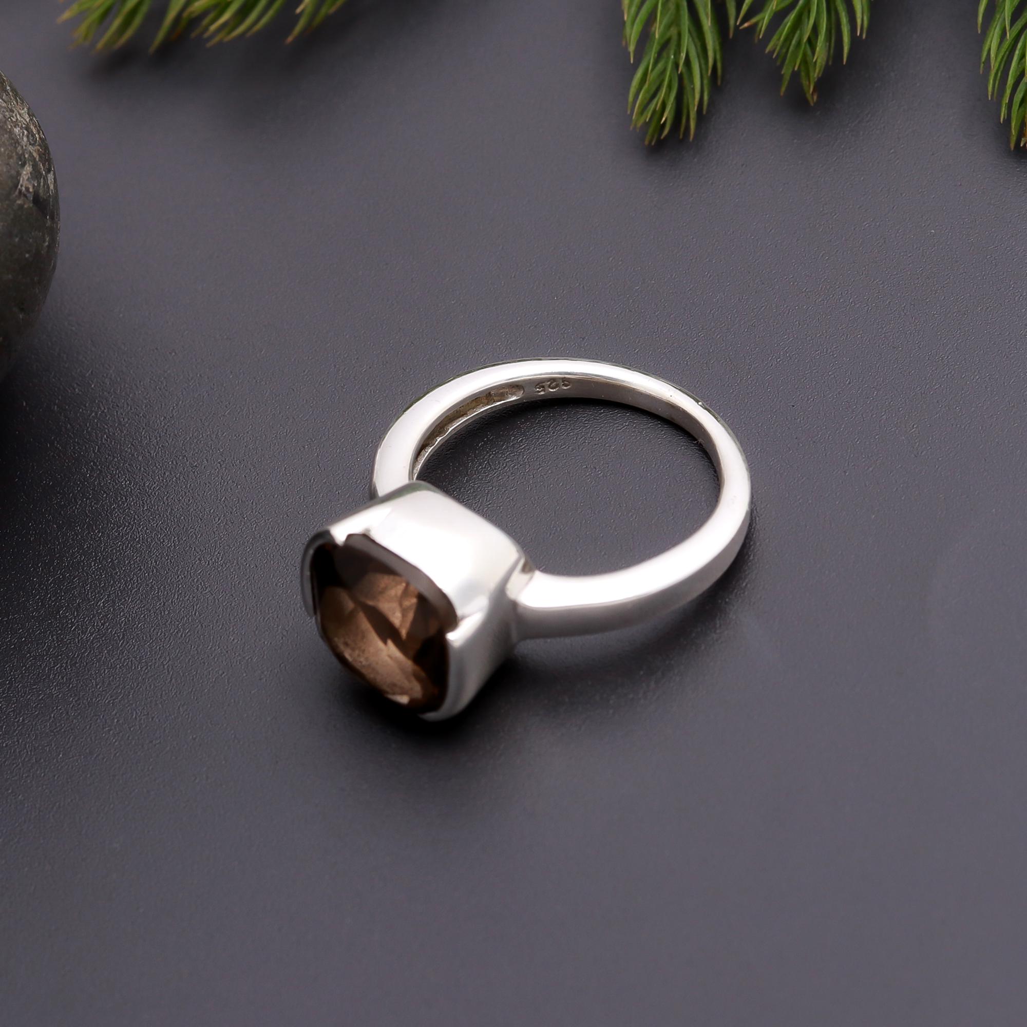 925 Silver Smoky Quartz Ring