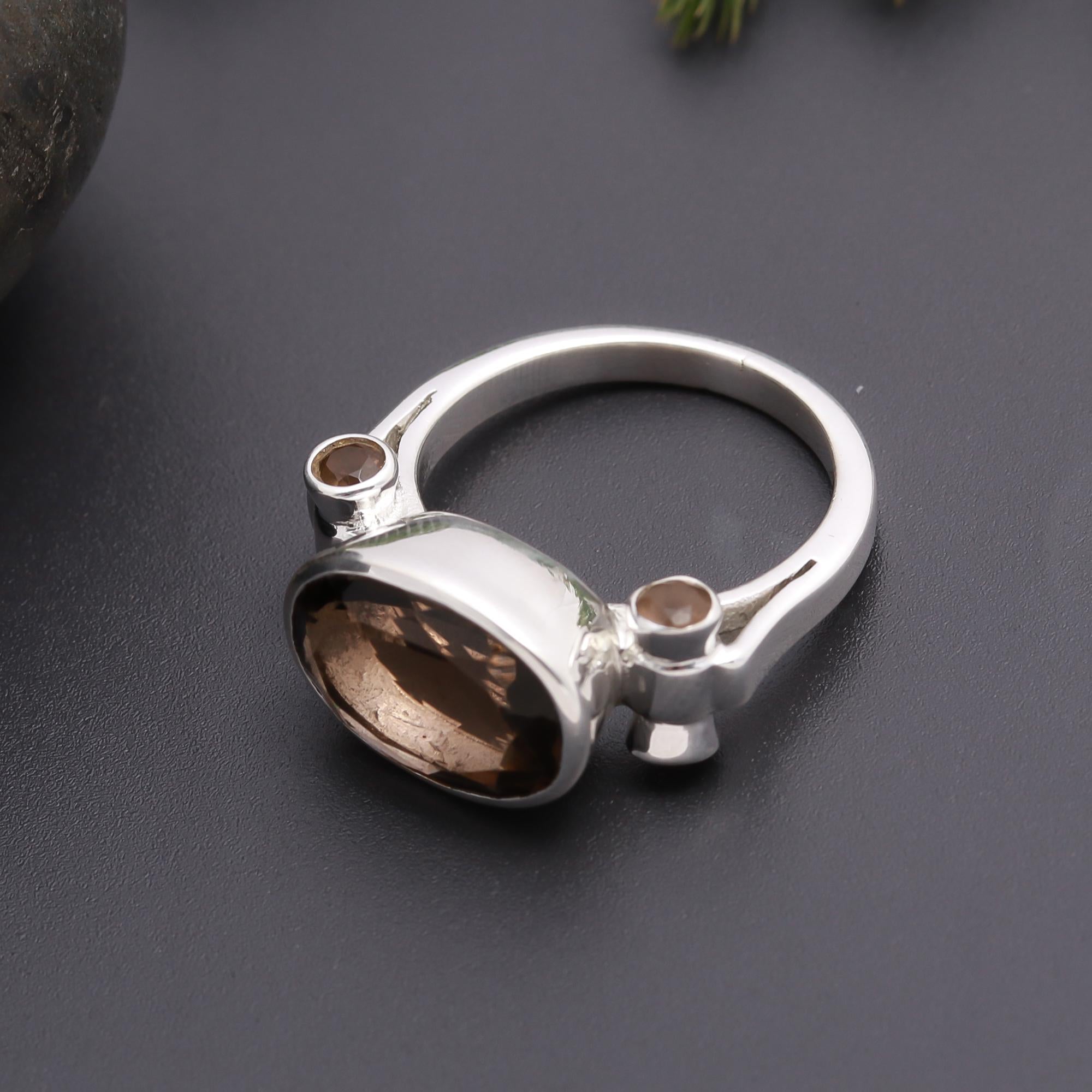 925 Silver Smoky Quartz Ring