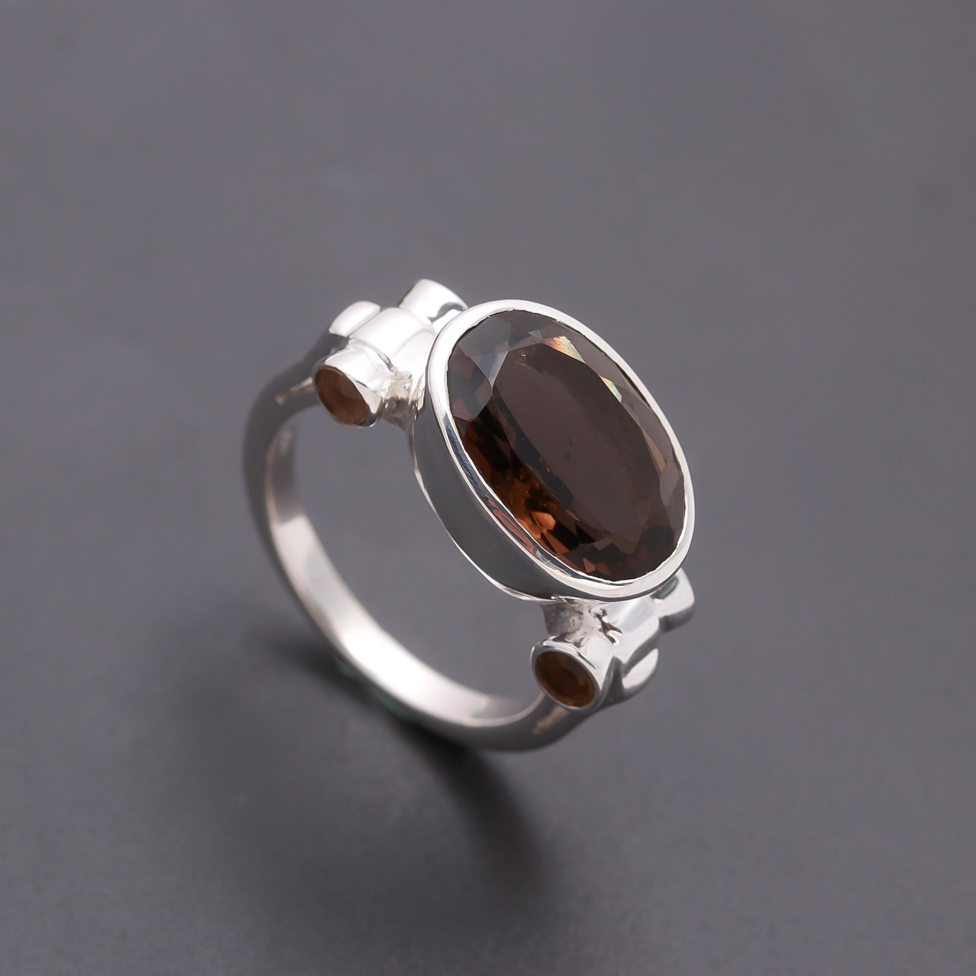 925 Silver Smoky Quartz Ring