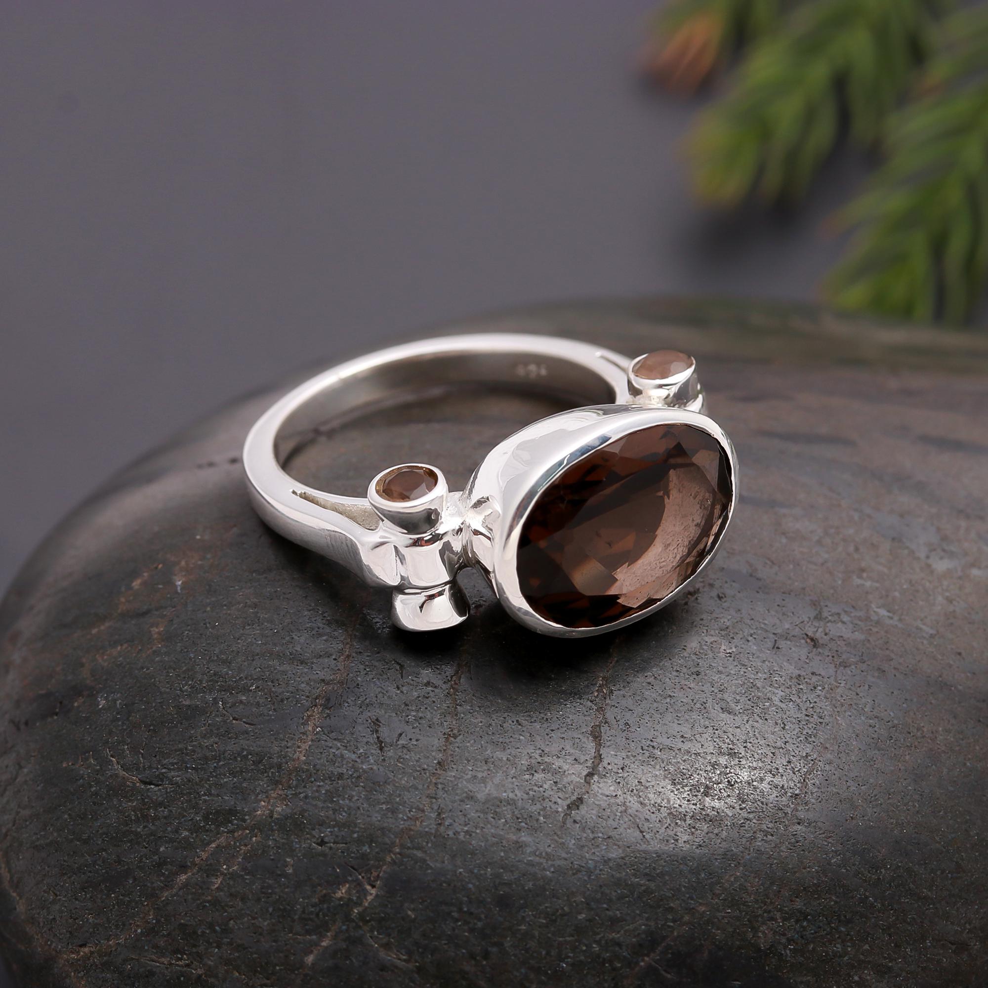 925 Silver Smoky Quartz Ring