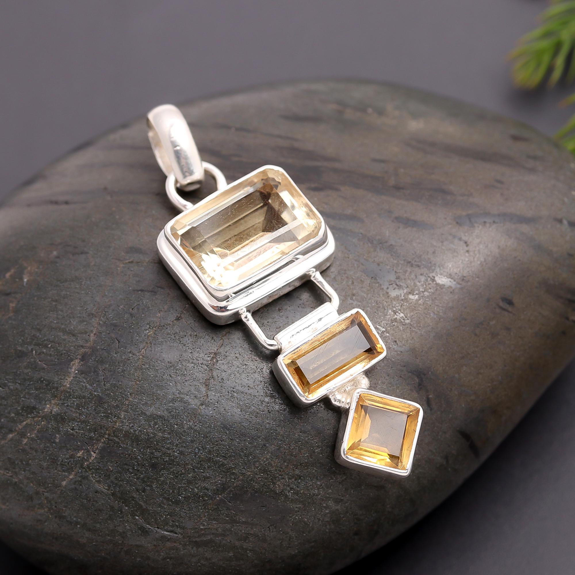 925 Silver Multi-Citrine Pendant