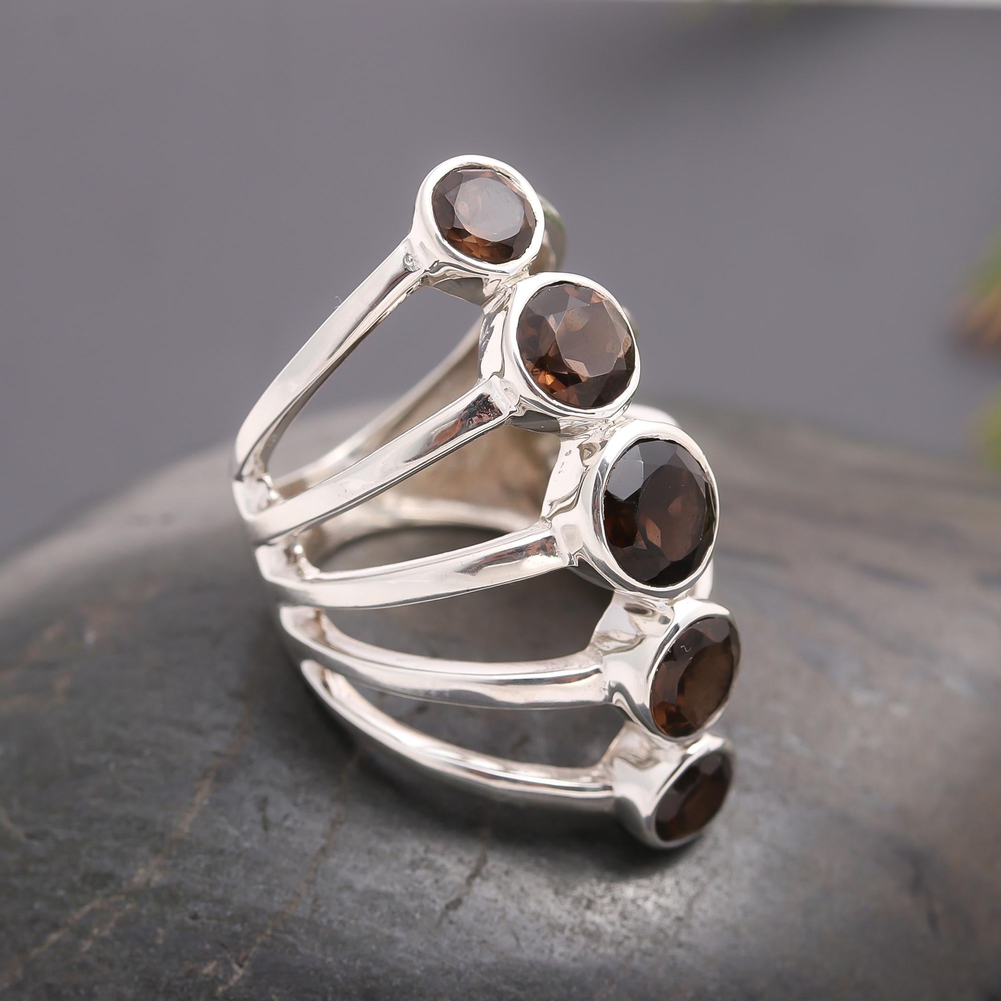 925 Silver Smoky Quartz Ring