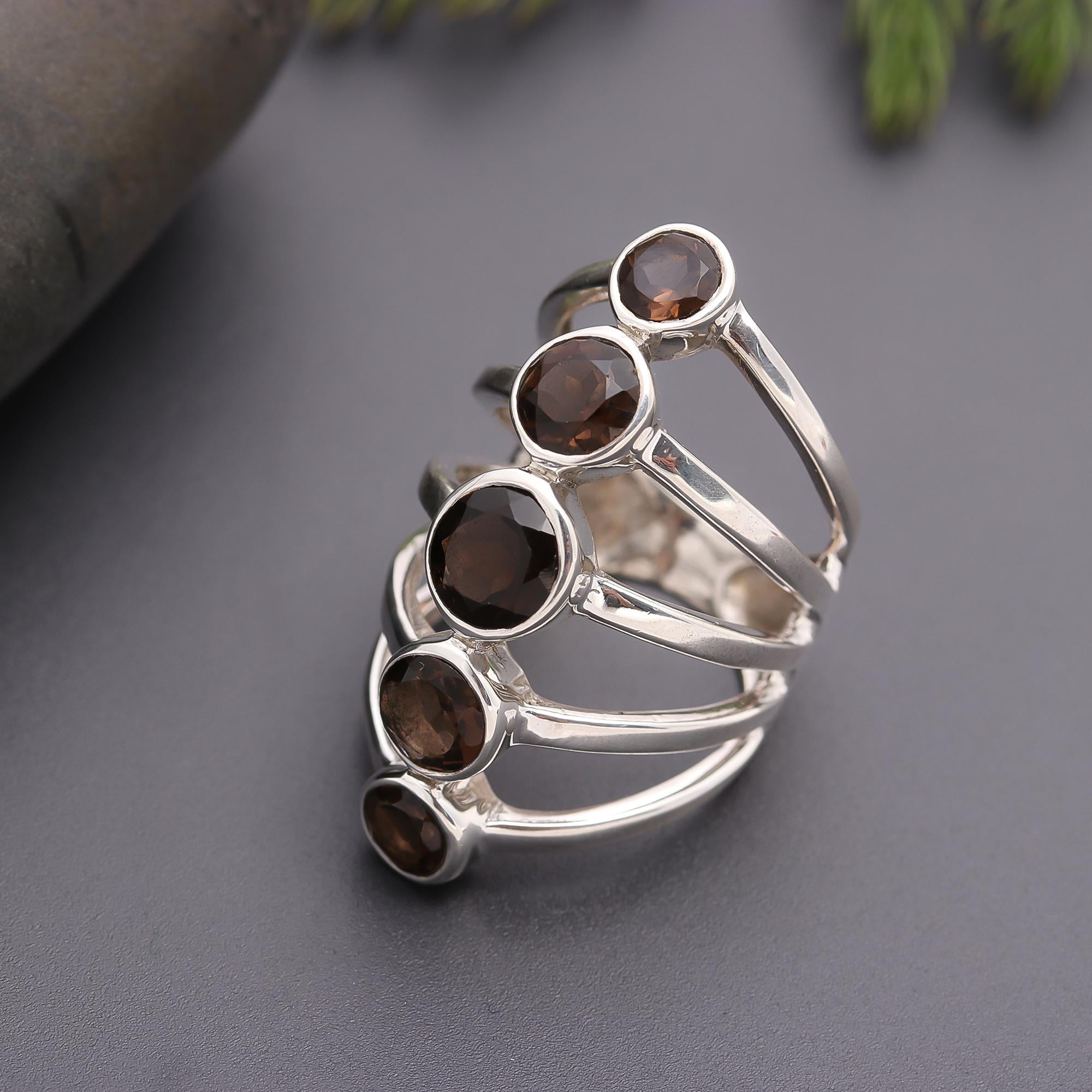 925 Silver Smoky Quartz Ring