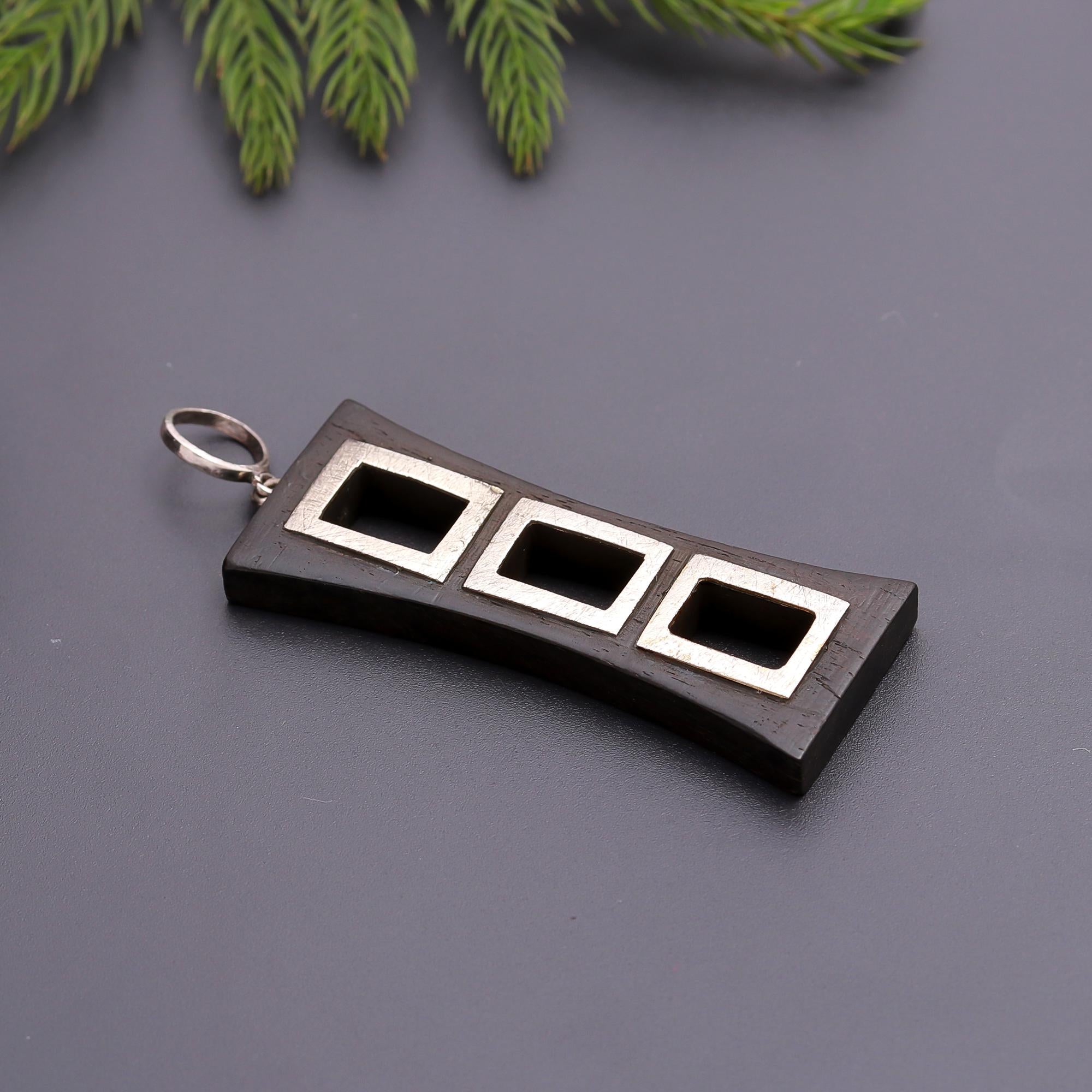925 Silver and Wood Pendant