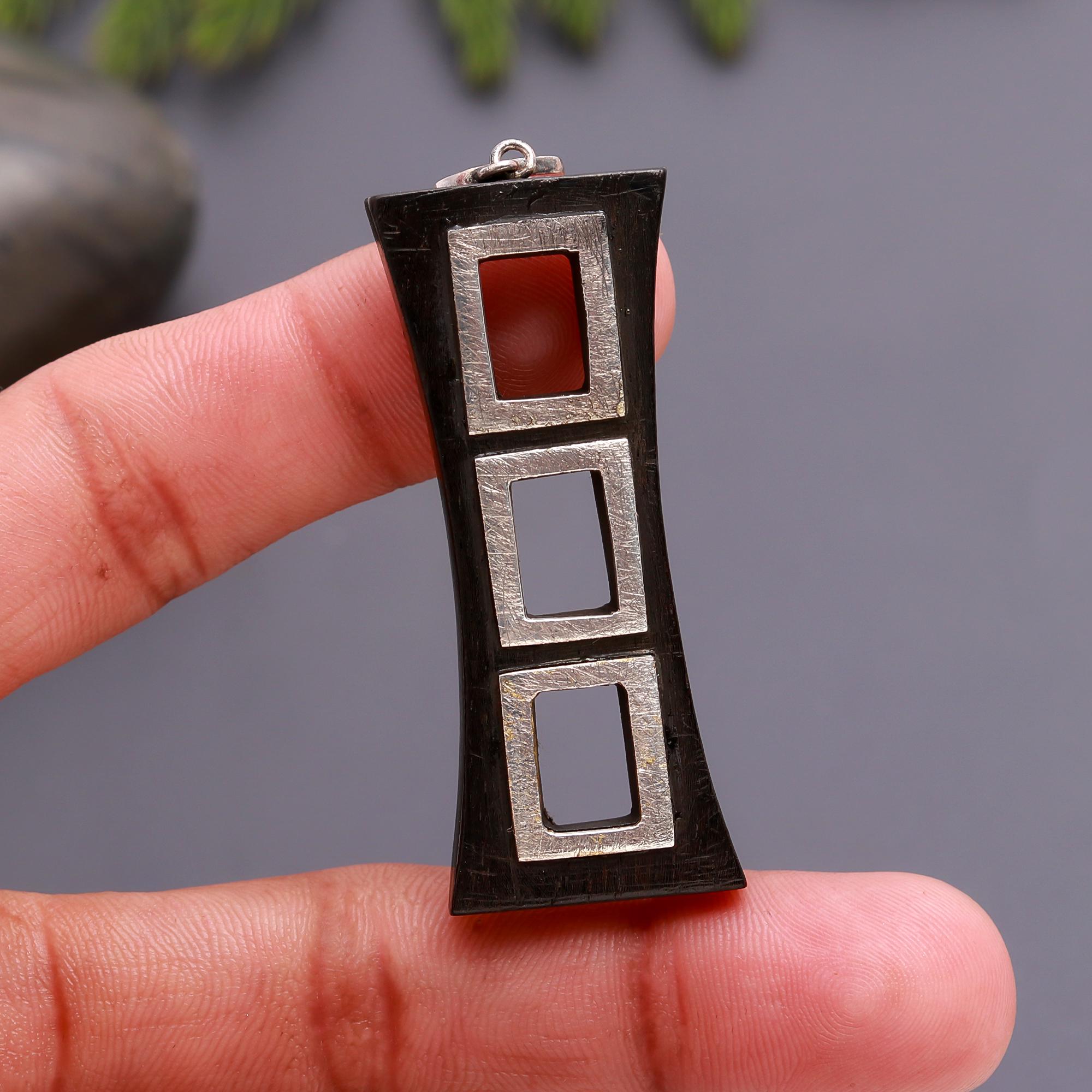 925 Silver and Wood Pendant