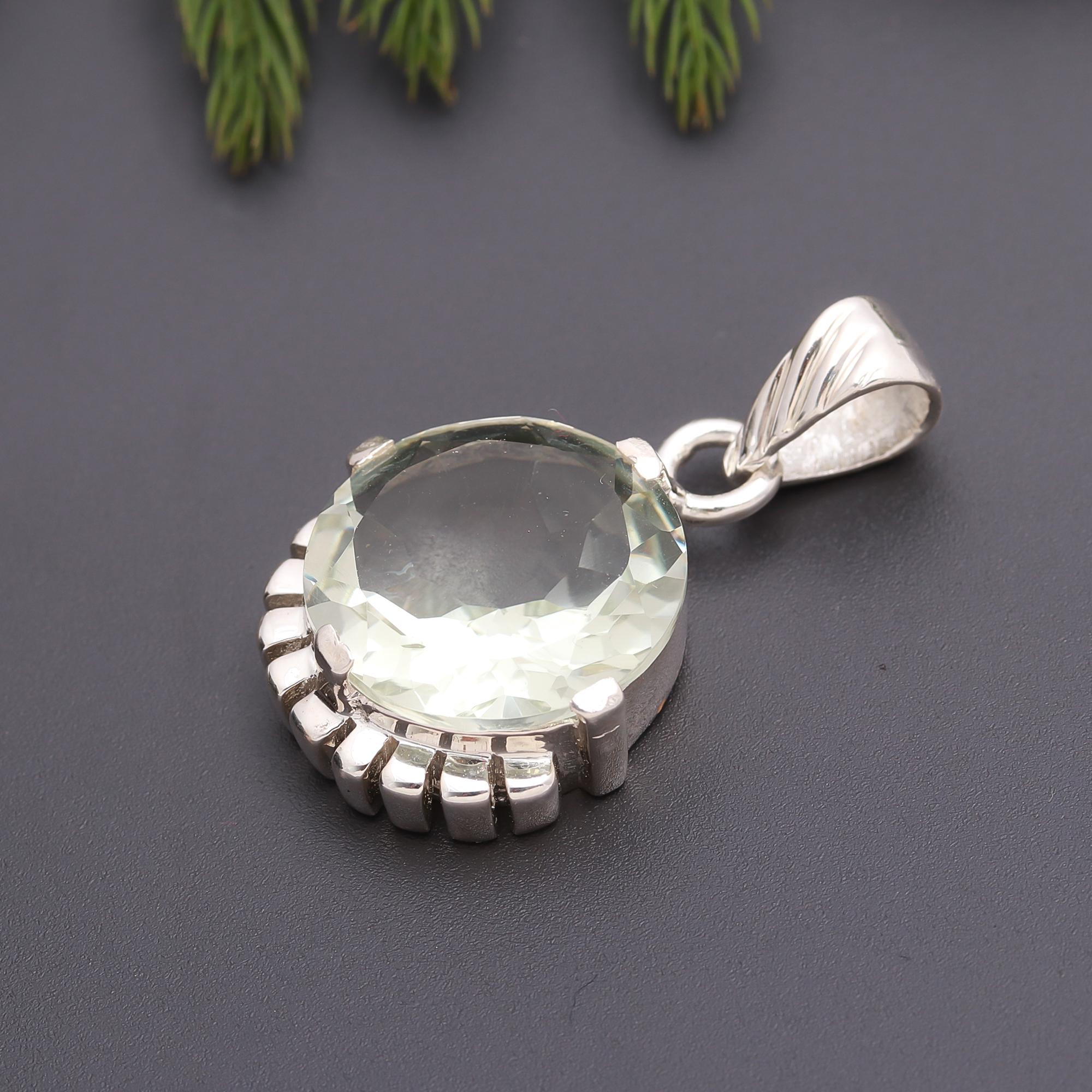 925 Silver Green Quartz Pendant
